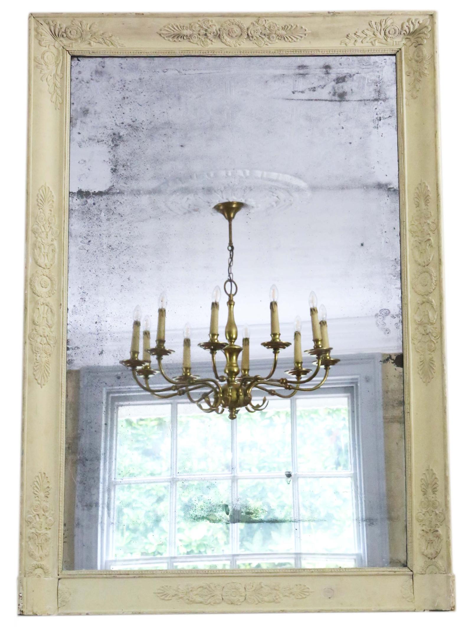 Antique Large Quality French Painted Wall Overmantle Mirror 19th Century (1 of 6)
