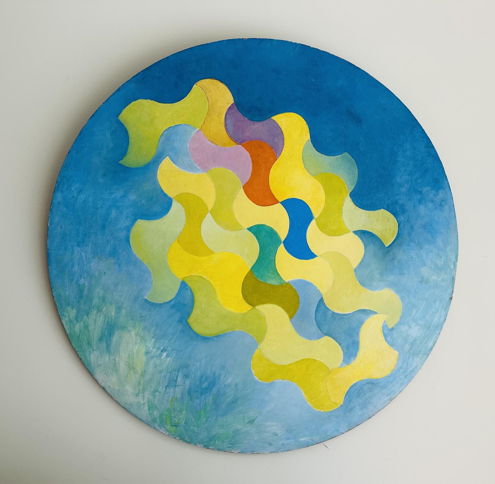 Original Oil on Board 'happy Time 1'. Tondo by Ken Walch 1927-2018. Signed Verso c.1970 (1 of 2) Original Oil on Board 'happy Time 1'. Tondo by Ken Walch 1927-2018. Signed Verso c.1970 (1 of 2)