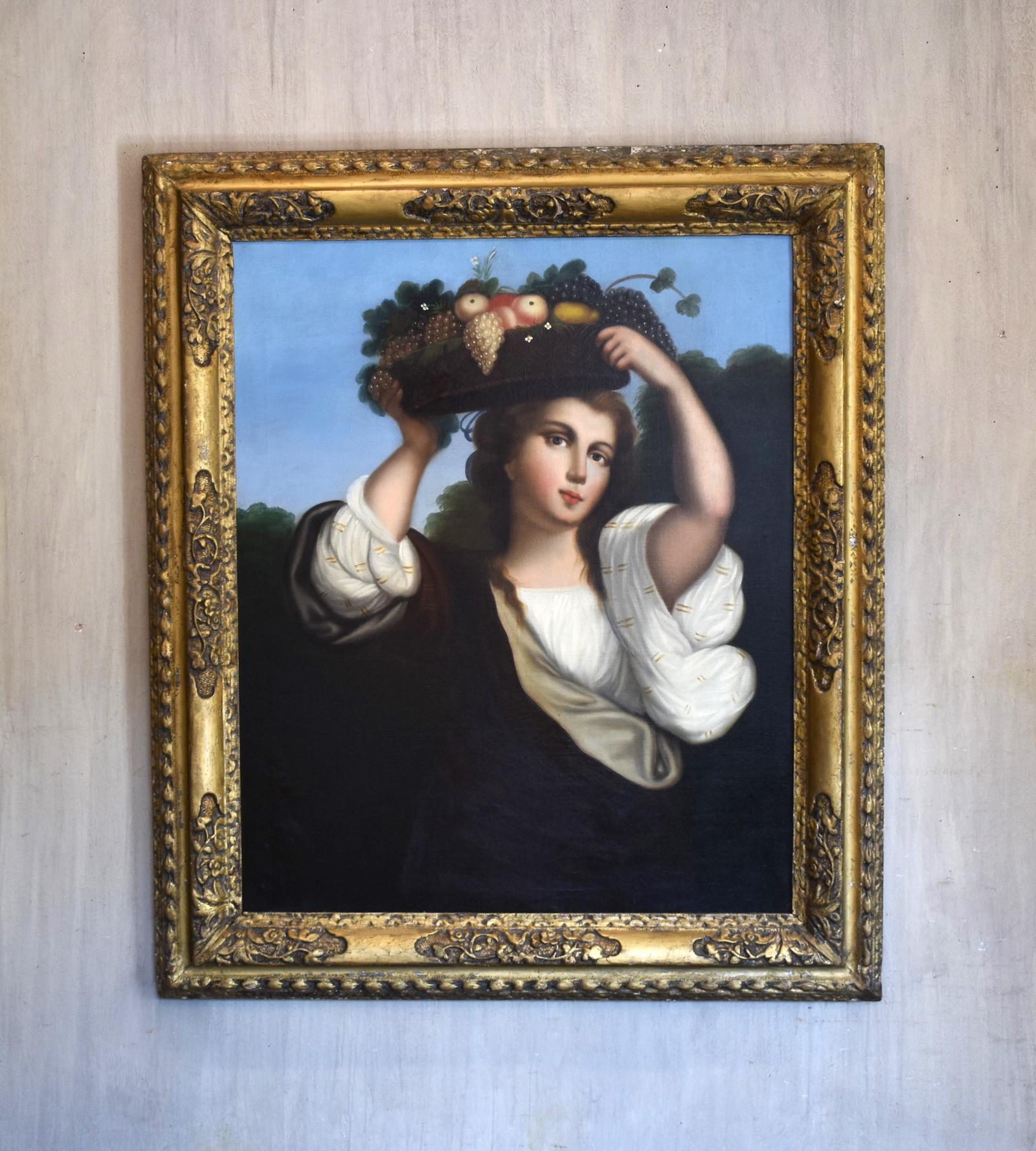 Portrait Oil Painting of a Lady with Basket of Fruit (1 of 7)