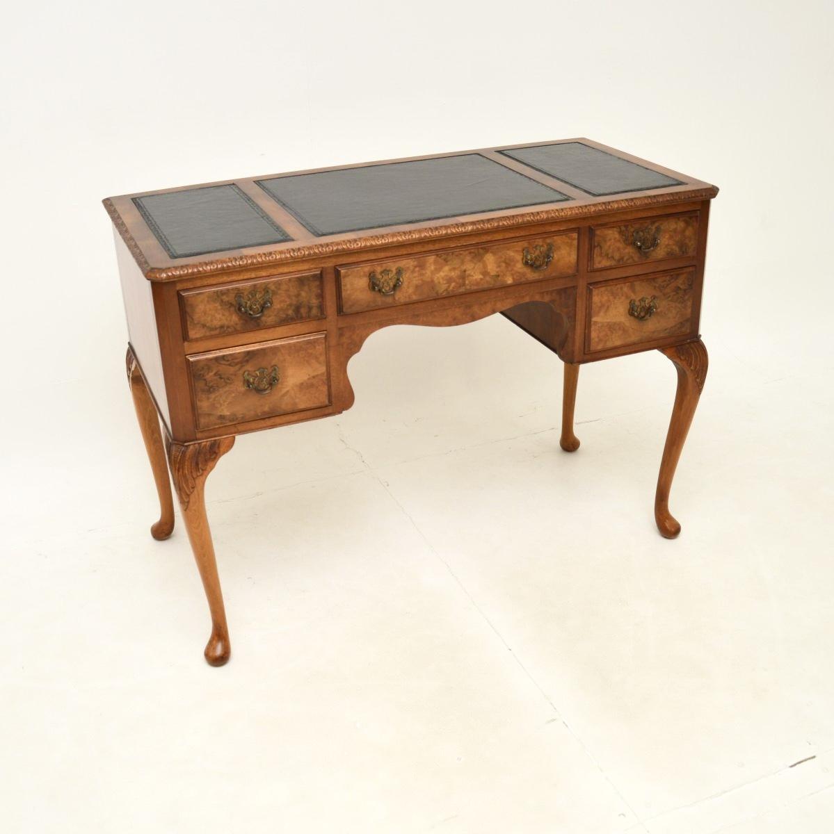 Burr Walnut Leather Top Desk (1 of 8) Burr Walnut Leather Top Desk (1 of 8)