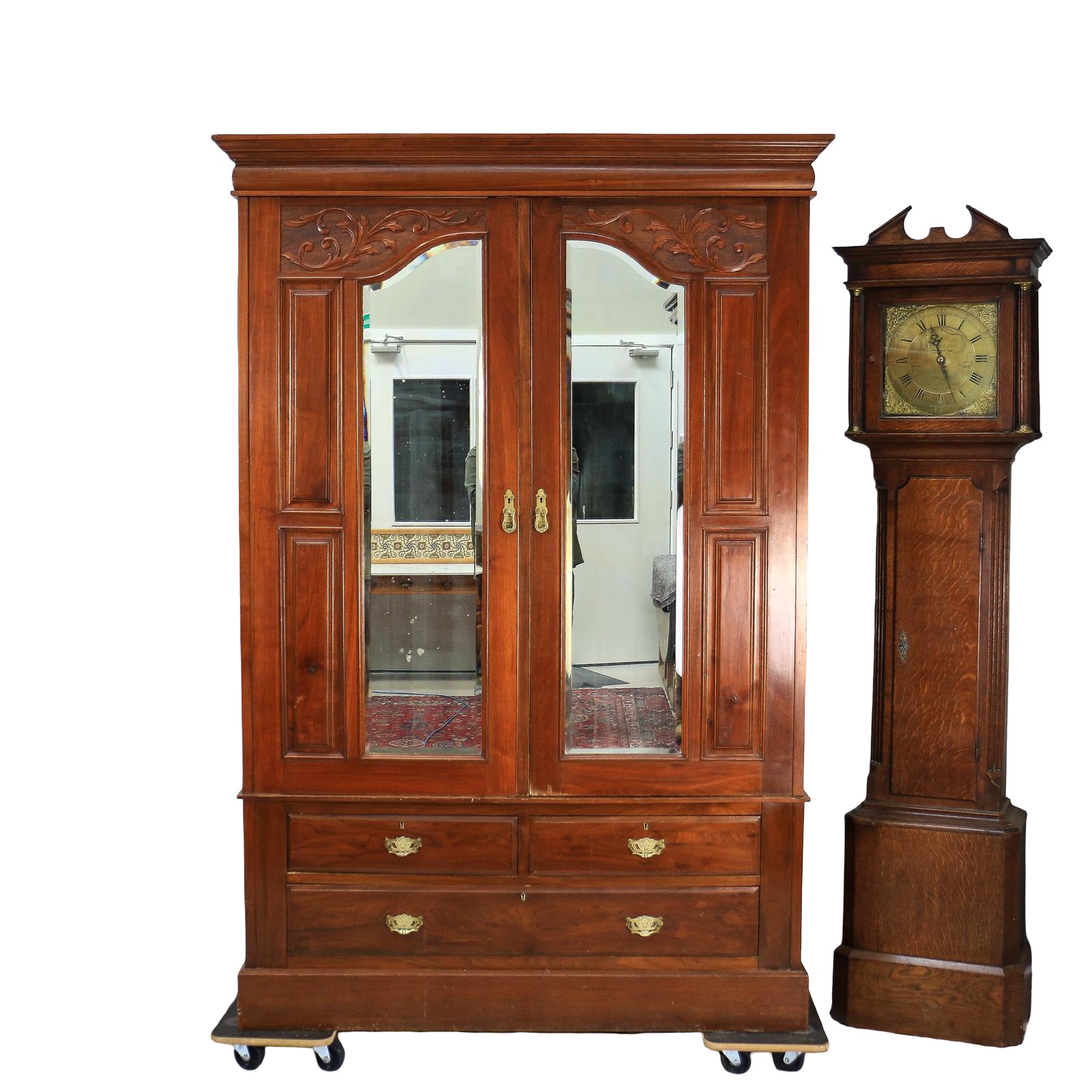 Antique Double Wardrobe Mirrored Doors & Drawers Late Victorian (1 of 25) Antique Double Wardrobe Mirrored Doors & Drawers Late Victorian (1 of 25)
