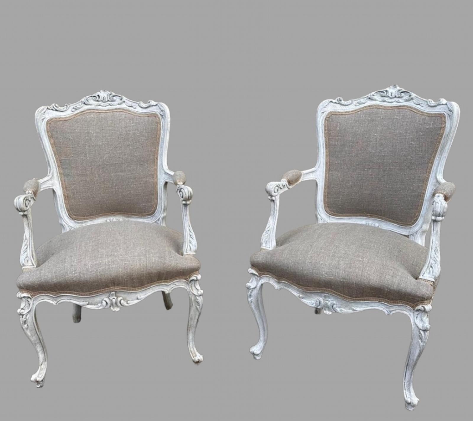 Great Pair of Later Painted Fauteuil Armchairs c.1895 (1 of 5) Great Pair of Later Painted Fauteuil Armchairs c.1895 (1 of 5)
