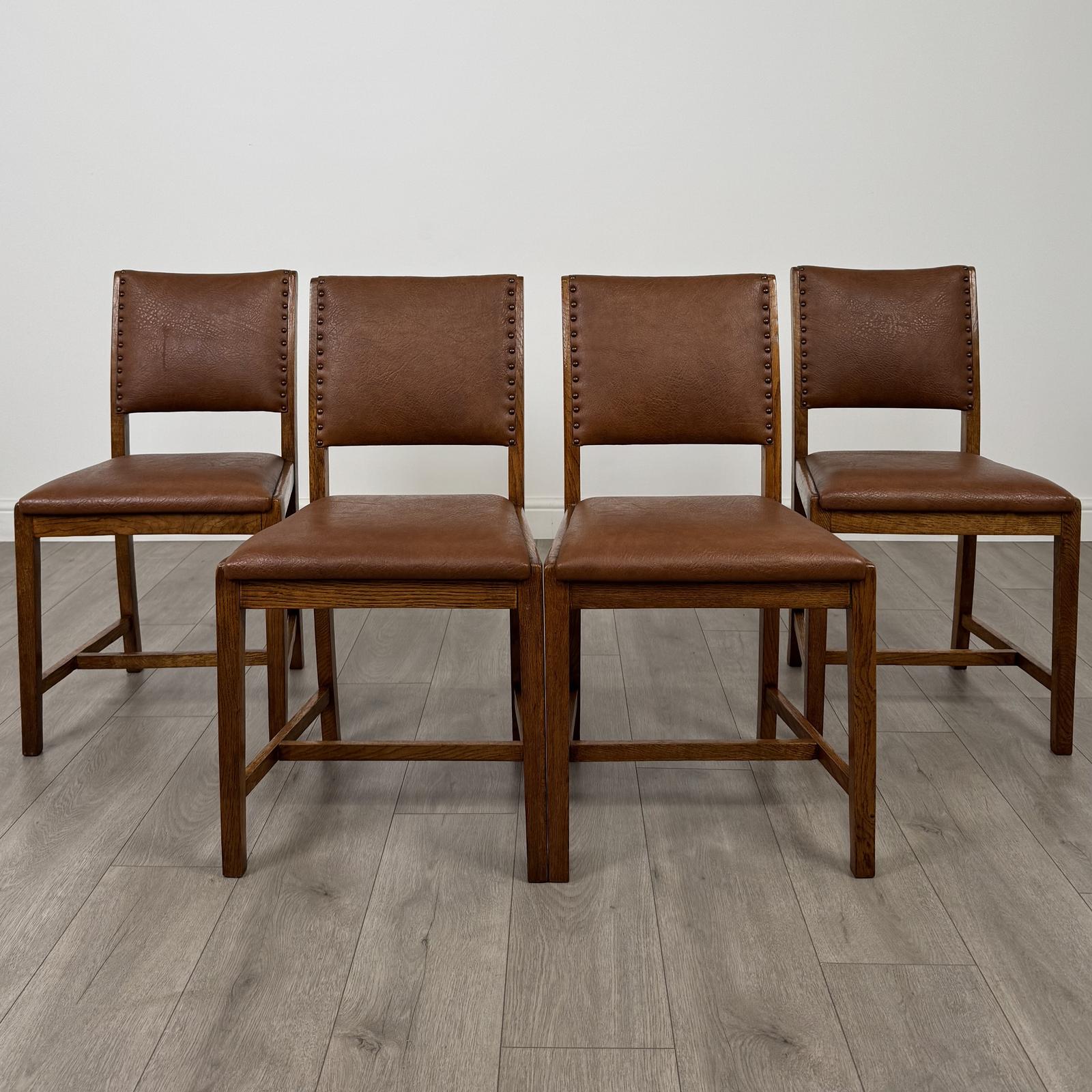 Vintage 20th Century Set Of 4 Oak Dining Chairs (1 of 8)