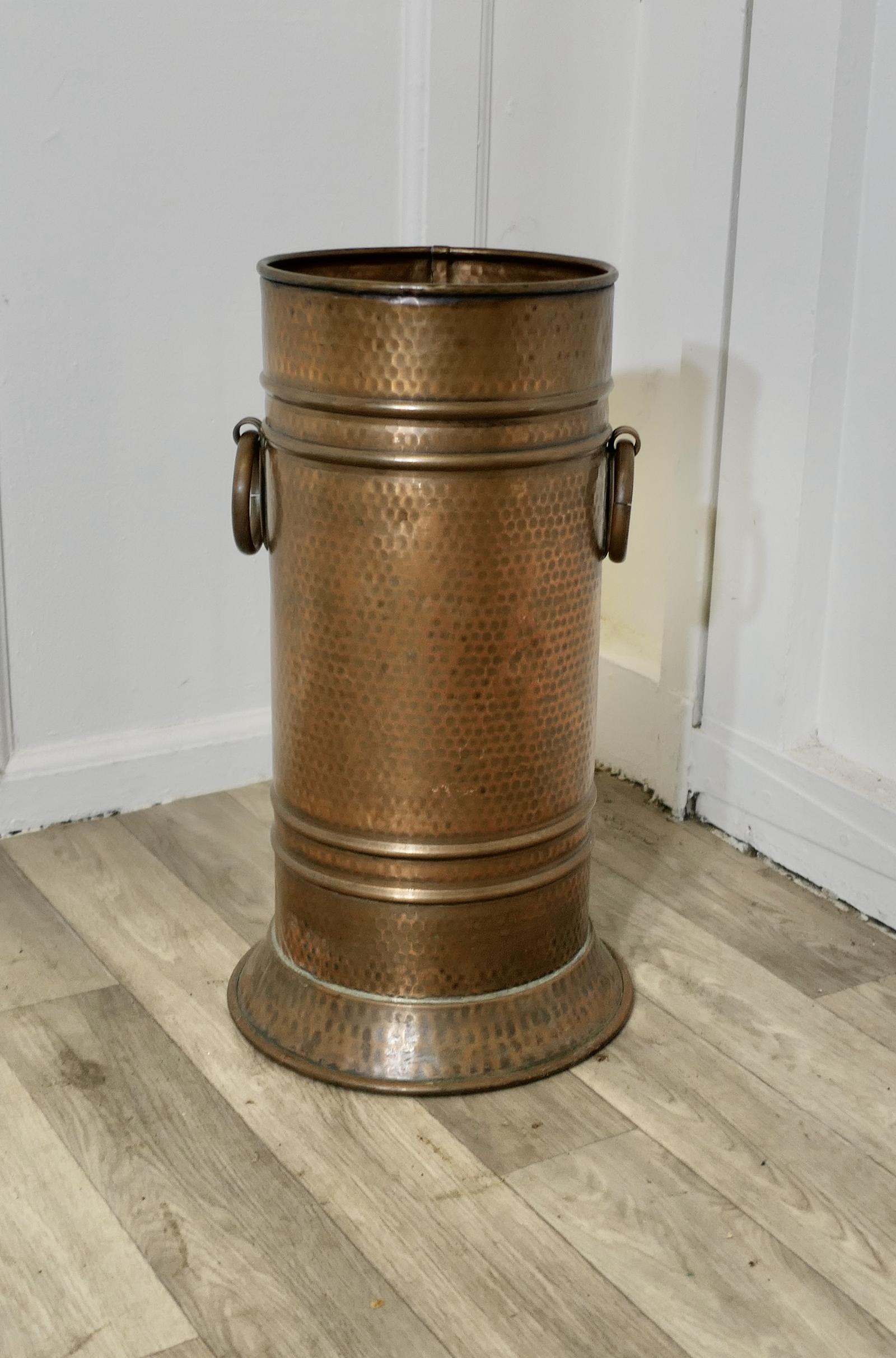 Arts & Crafts Copper Stick Stand, Umbrella Stand (1 of 6)