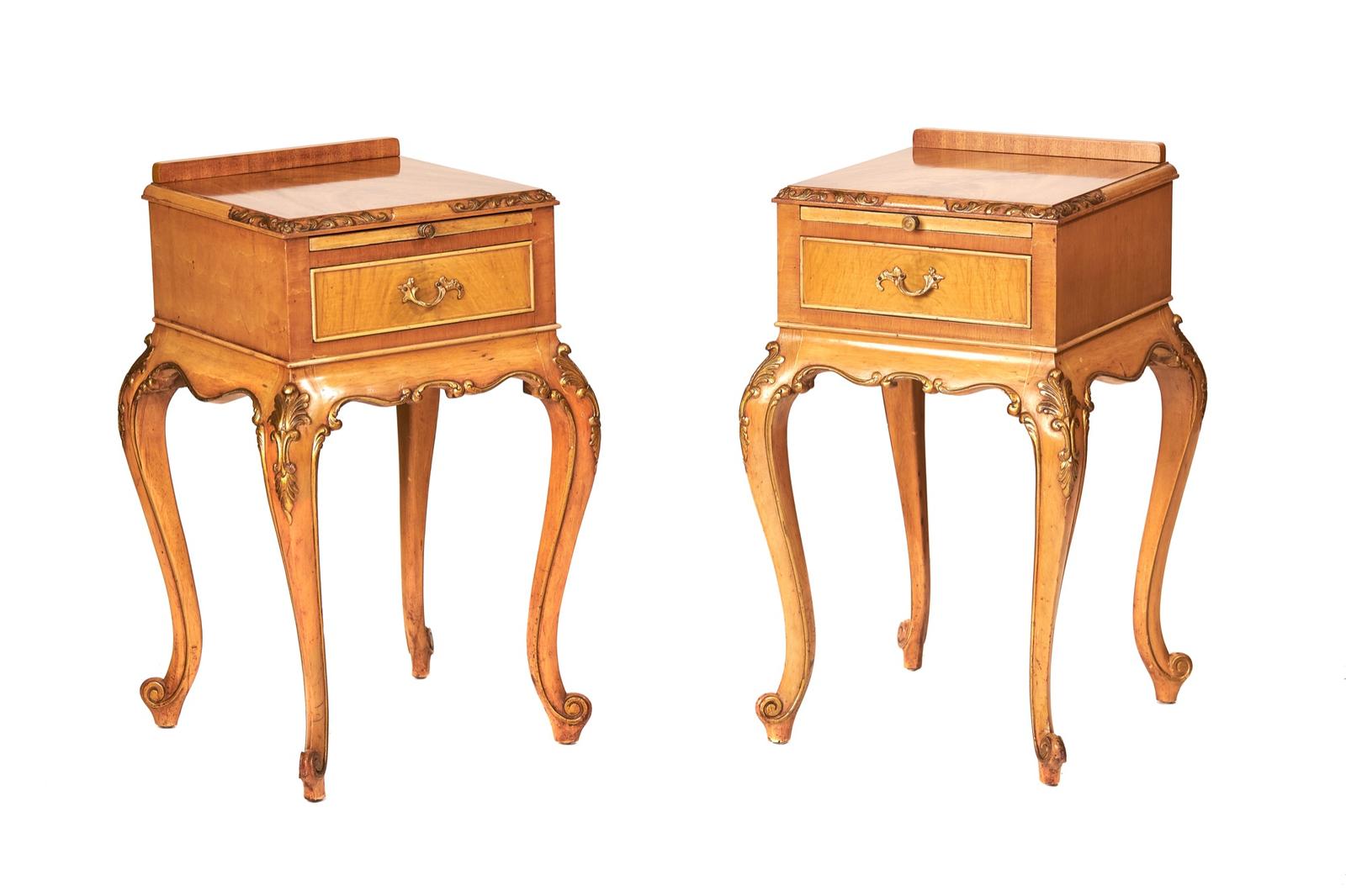 Pair Maple & Parcel Gilt Carved Bedside Drawers (1 of 8) Pair Maple & Parcel Gilt Carved Bedside Drawers (1 of 8)