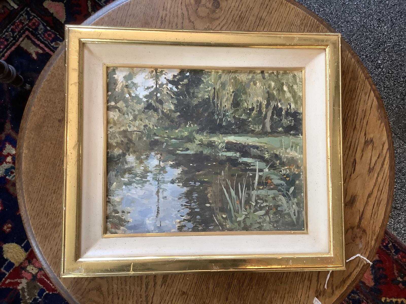 Pamela Kay RWS: Oil on Board - The Lawn, River Test (1 of 5)