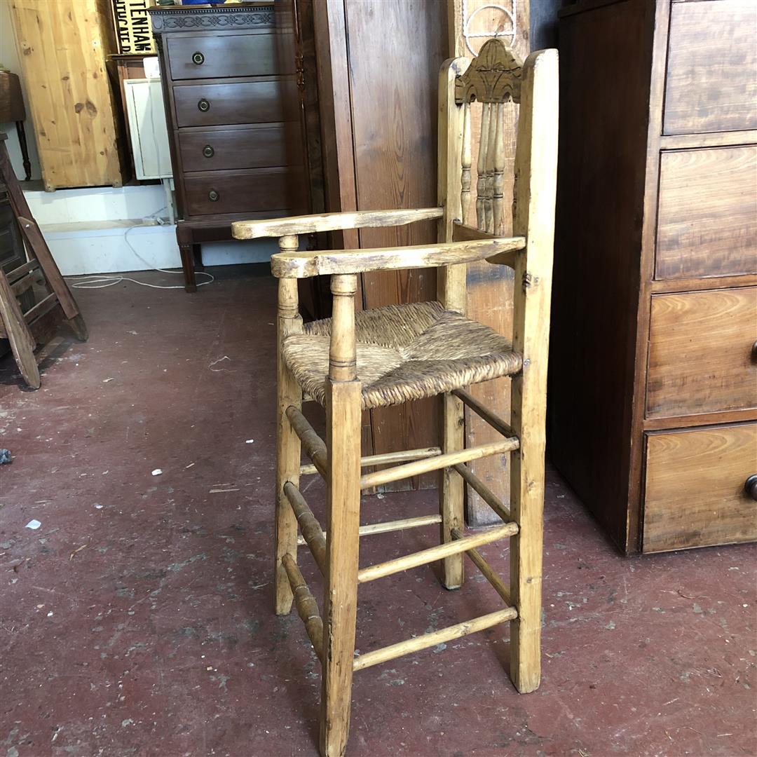 Antique Rush Seated Country High Chair Doll Display (1 of 9)