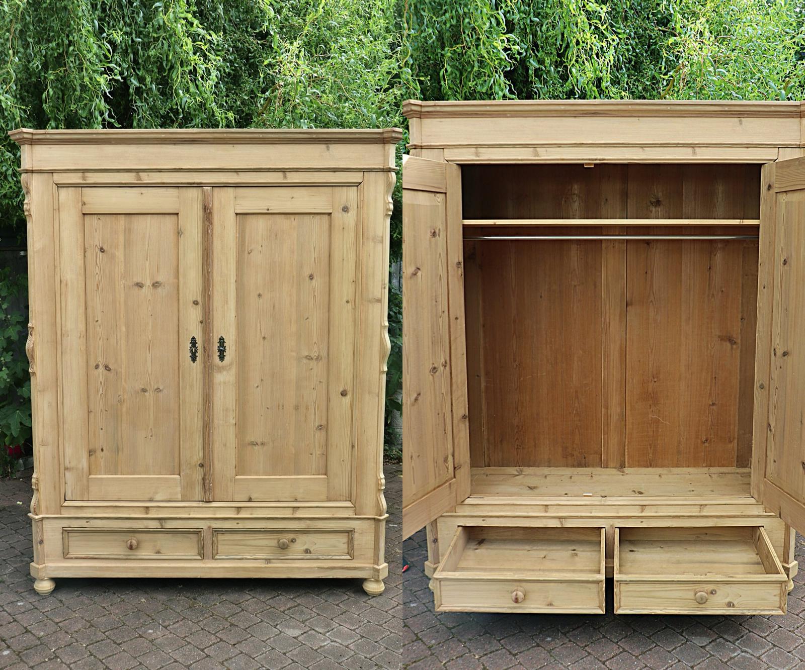 Large Old Antique Victorian Pine Double Knock Down / Sectional Wardrobe (1 of 13) Large Old Antique Victorian Pine Double Knock Down / Sectional Wardrobe (1 of 13)