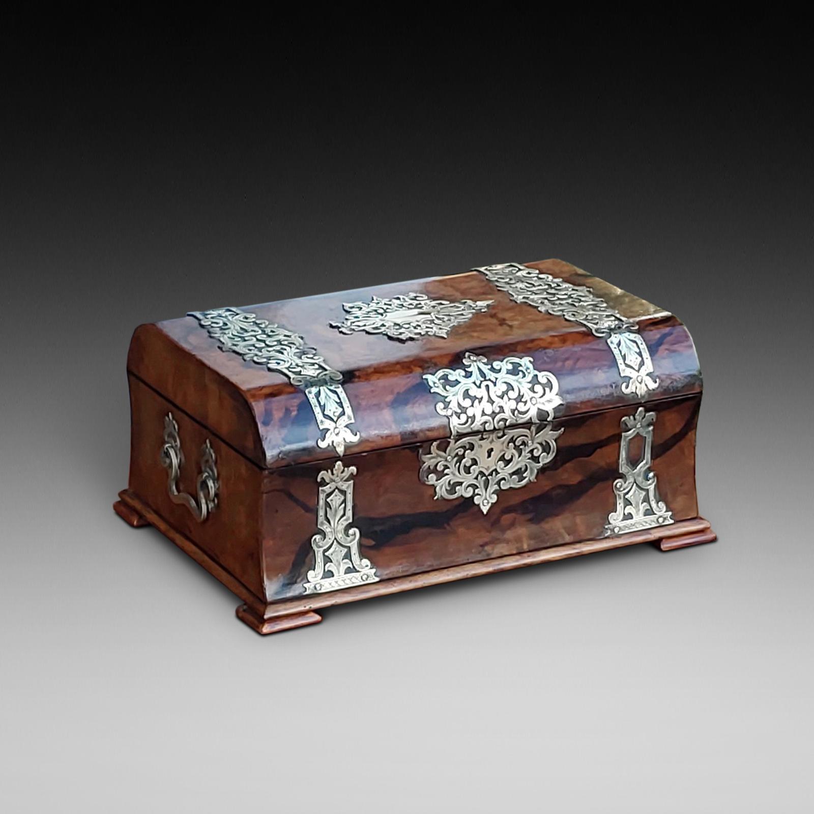 Victorian Walnut Brass Mounted Jewellery Box (1 of 11)