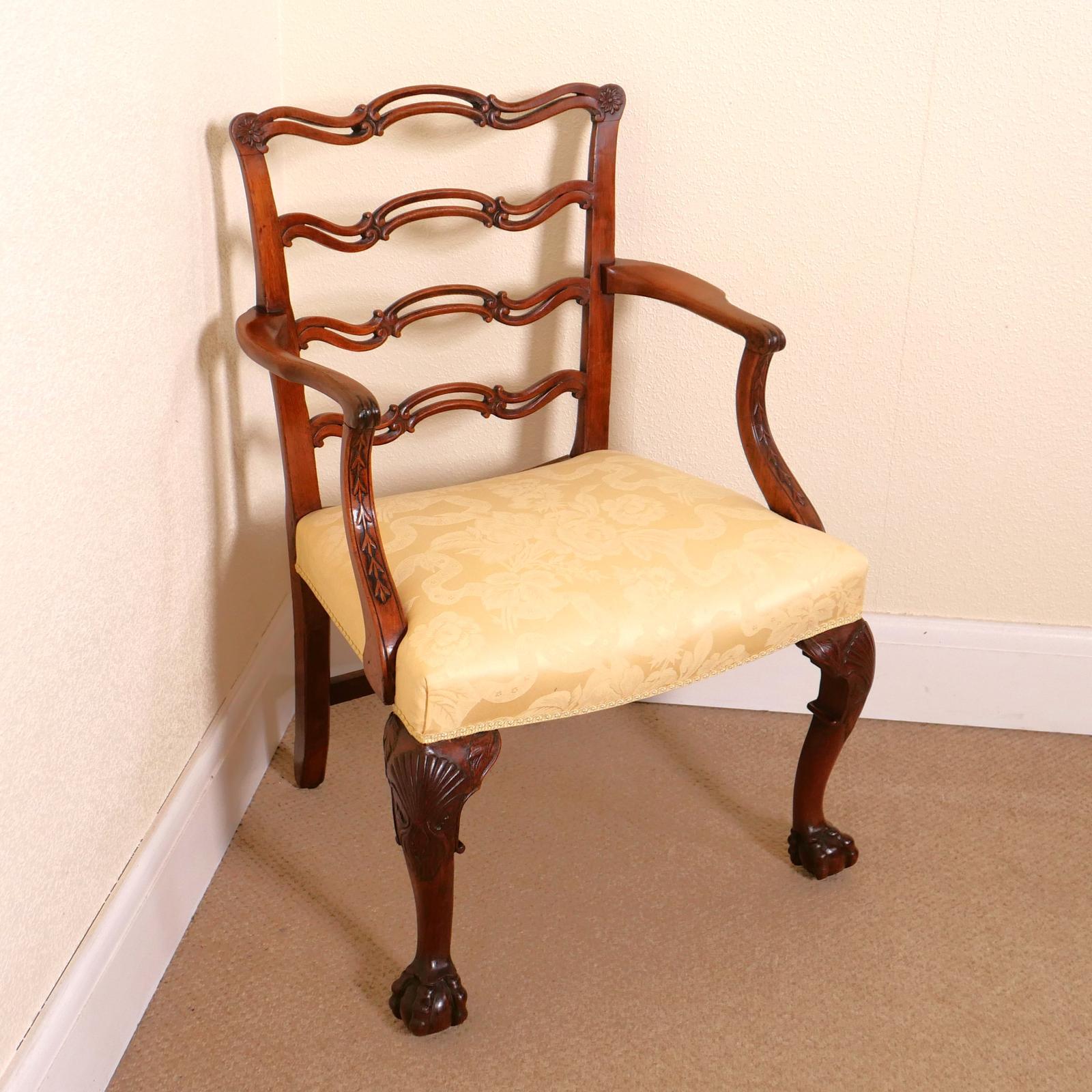 Mahogany Chippendale Style Ladderback Armchair (1 of 8)