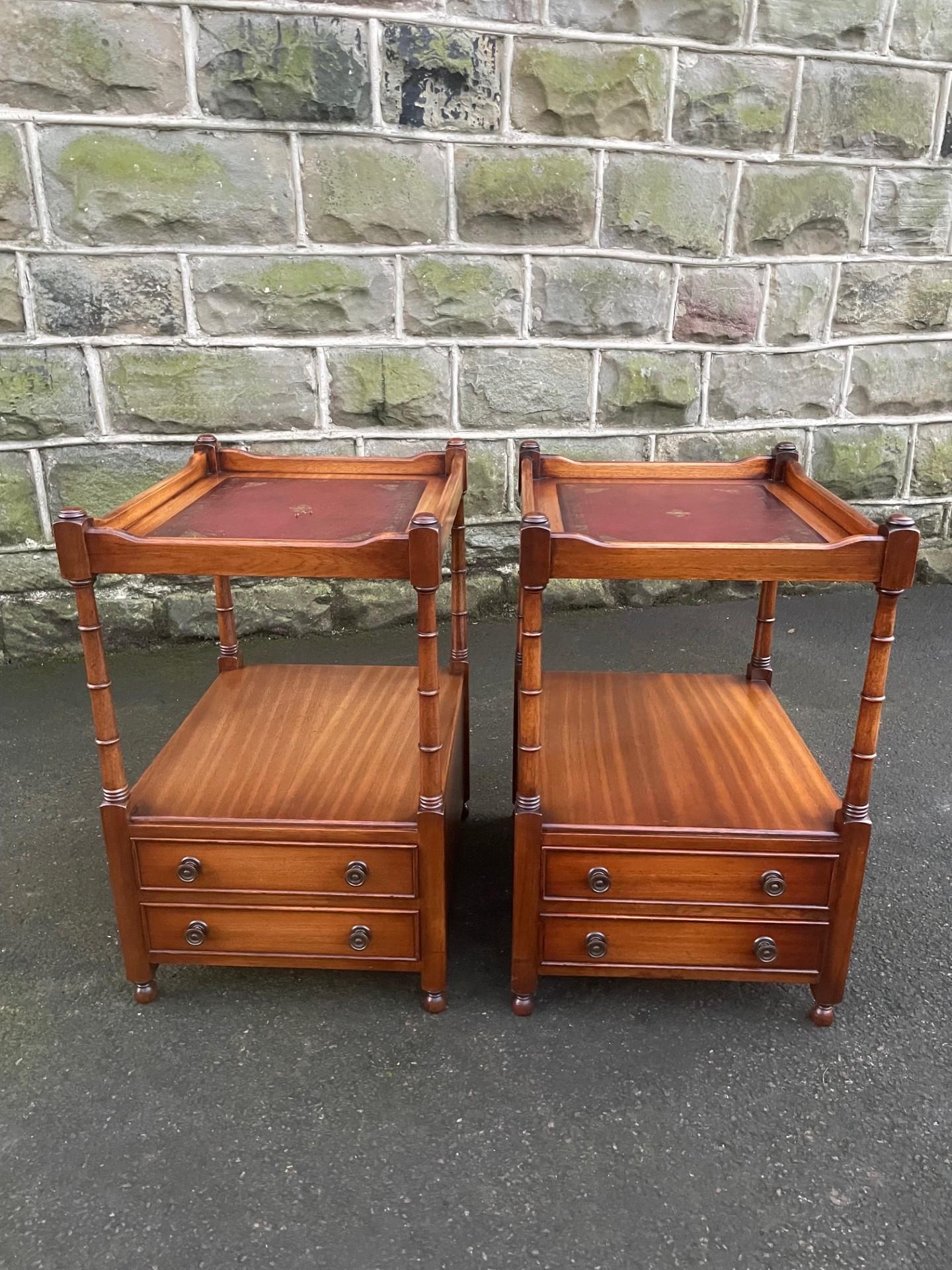 Quality Pair of Walnut 2 Drawer Bedside Tables Lamp Table (1 of 13)