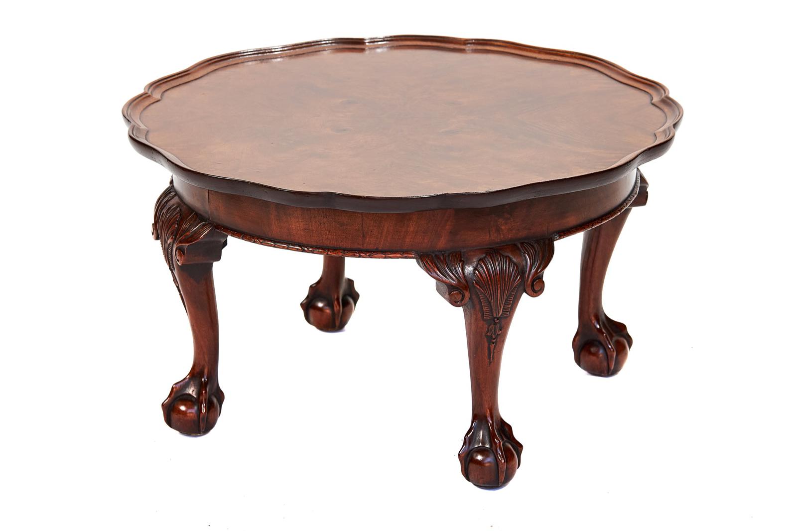 Burr Walnut & Carved Pie Crust Top Coffee Table c.1930 (1 of 4) Burr Walnut & Carved Pie Crust Top Coffee Table c.1930 (1 of 4)