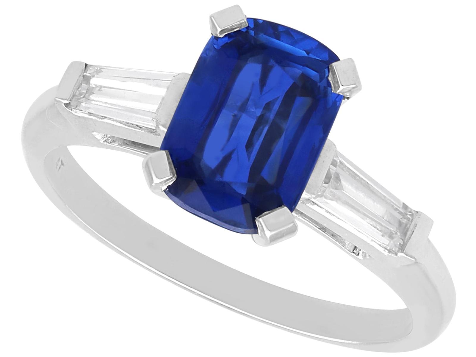 Antique Art Deco 2.38ct Burmese Sapphire and 0.30ct Diamond, Platinum Ring Circa 1930 (1 of 11)