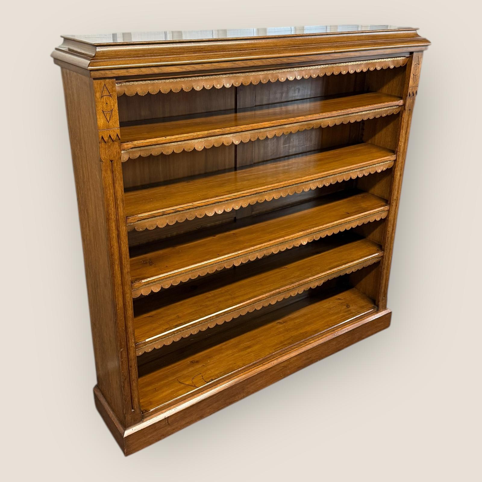 Antique Aesthetic Style Large Late Victorian Golden Oak 4 Shelves Open Bookcase (1 of 10)