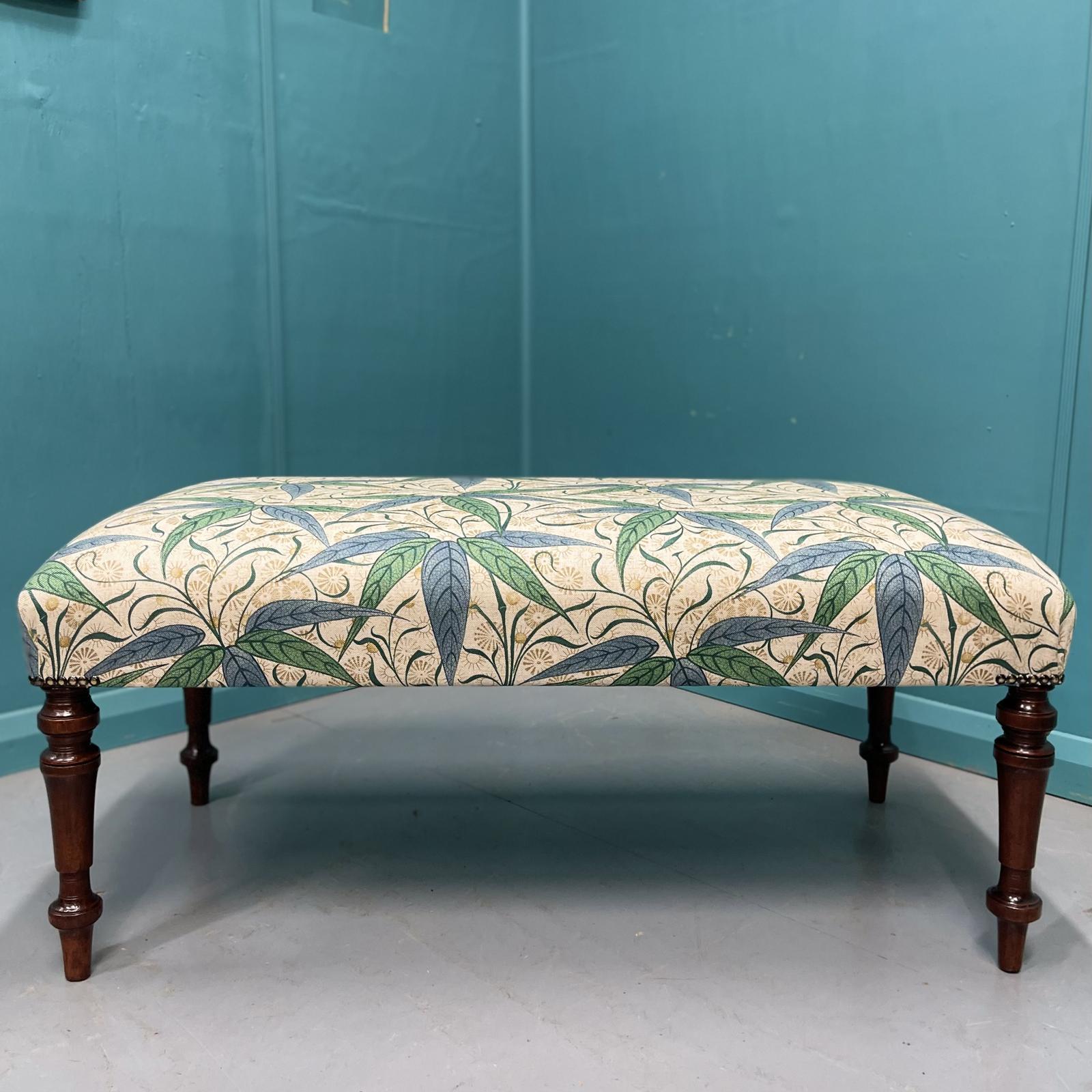 Newly Upholstered Leaf Motif Ottoman Footstool (1 of 6) Newly Upholstered Leaf Motif Ottoman Footstool (1 of 6)