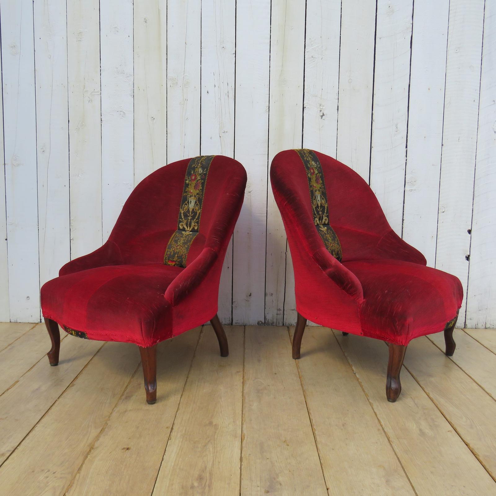 Near Pair Of Antique Napoleon III Tub Chairs (1 of 9)
