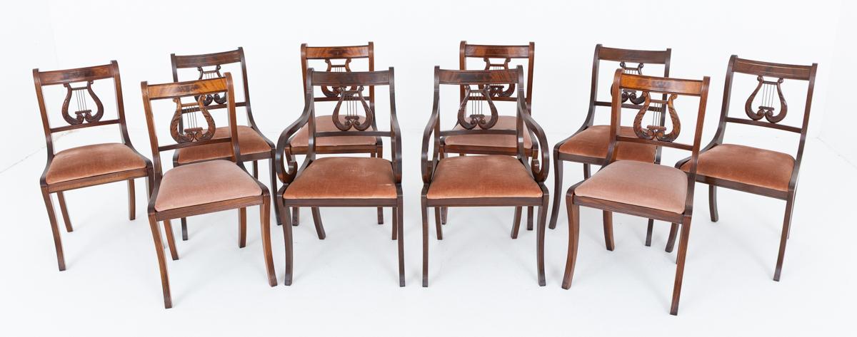 Set of 10 (8 + 2) Regency Style Mahogany Dining Chairs (1 of 12) Set of 10 (8 + 2) Regency Style Mahogany Dining Chairs (1 of 12)