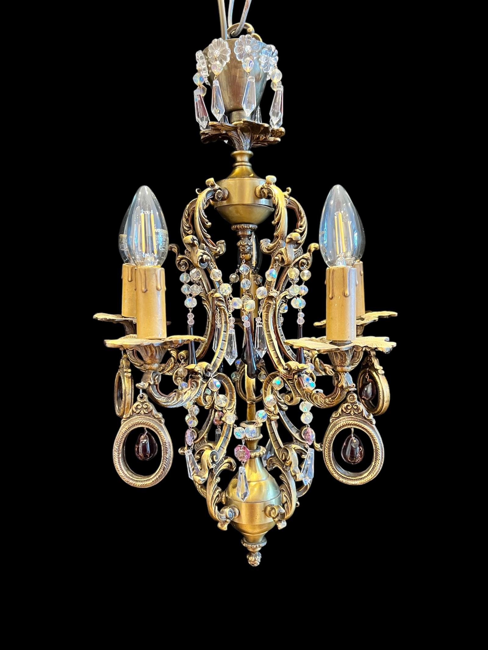 Five Light French Rococo Bronze Antique Chandelier (1 of 15)