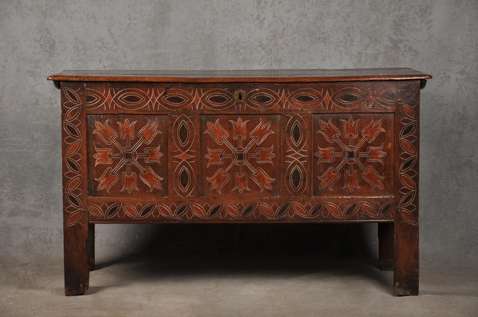 Rare 17th Century Stained Oak Coffer (1 of 13)