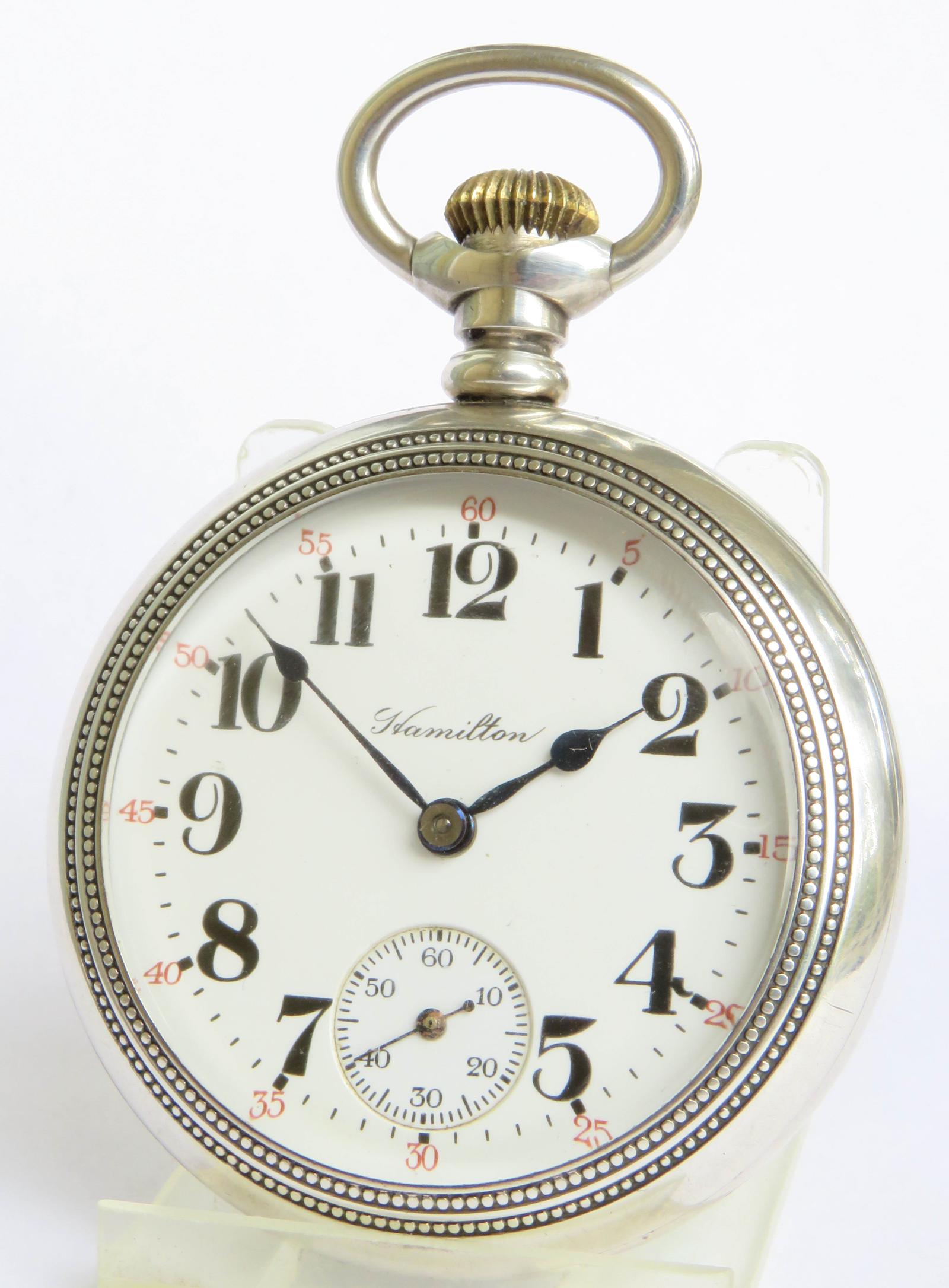 Pocket Watch : Heavy Antique Silver Hamilton Pocket Watch, C1900 (1 of 4)
