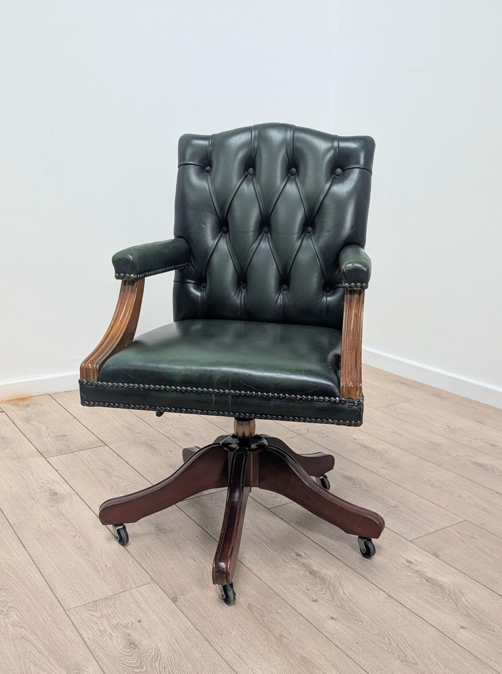 Chesterfield Captains Leather Swivel Chair on Casters - Delivery Available 0308 (1 of 9) Chesterfield Captains Leather Swivel Chair on Casters - Delivery Available 0308 (1 of 9)