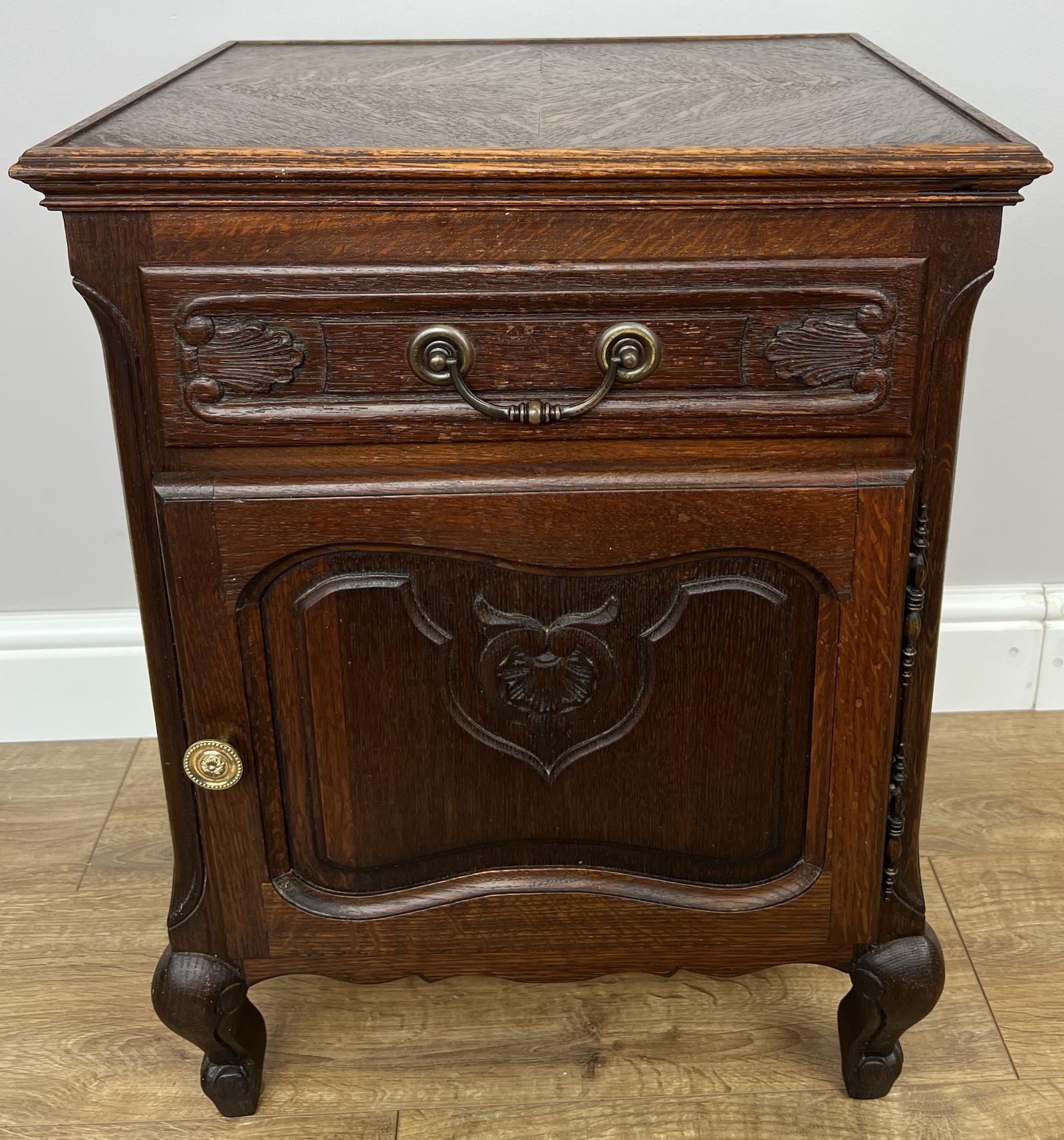 Bedside Table Vintage French Style Oak Cabinet Cupboard Nightstand (1 of 10) Bedside Table Vintage French Style Oak Cabinet Cupboard Nightstand (1 of 10)