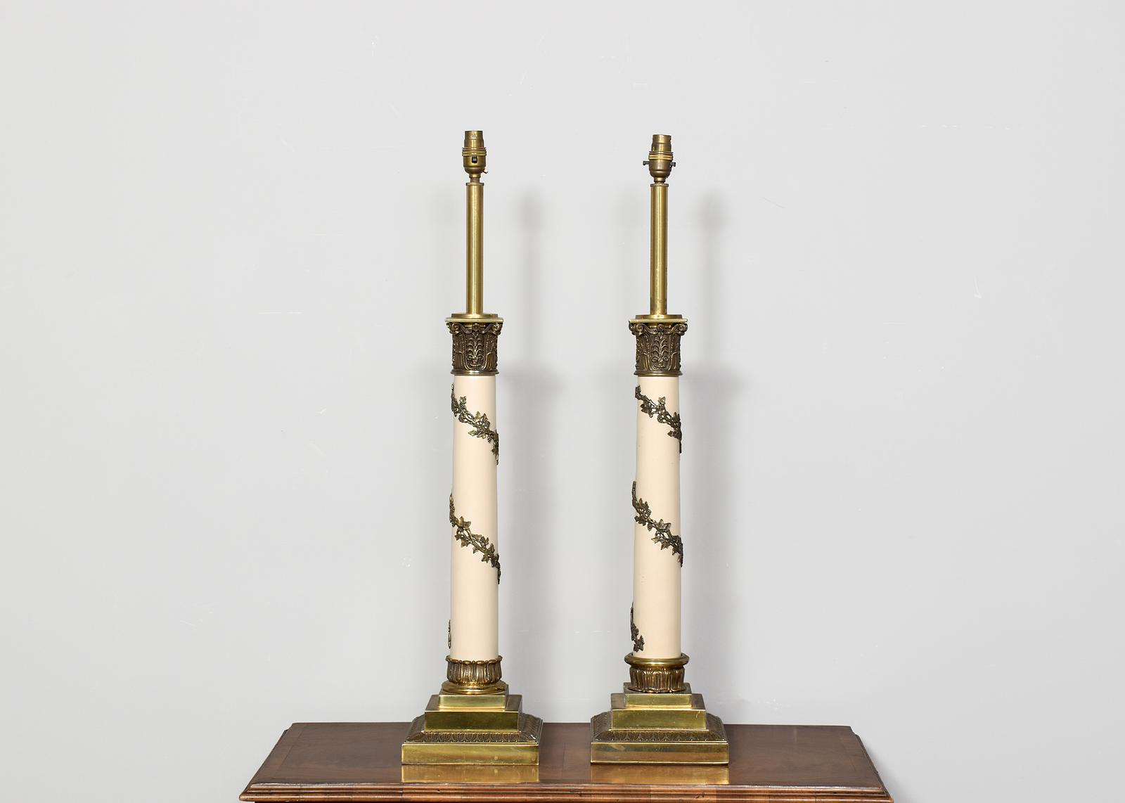 Large Pair of Brass & Painted Corinthian Lamps (1 of 6) Large Pair of Brass & Painted Corinthian Lamps (1 of 6)