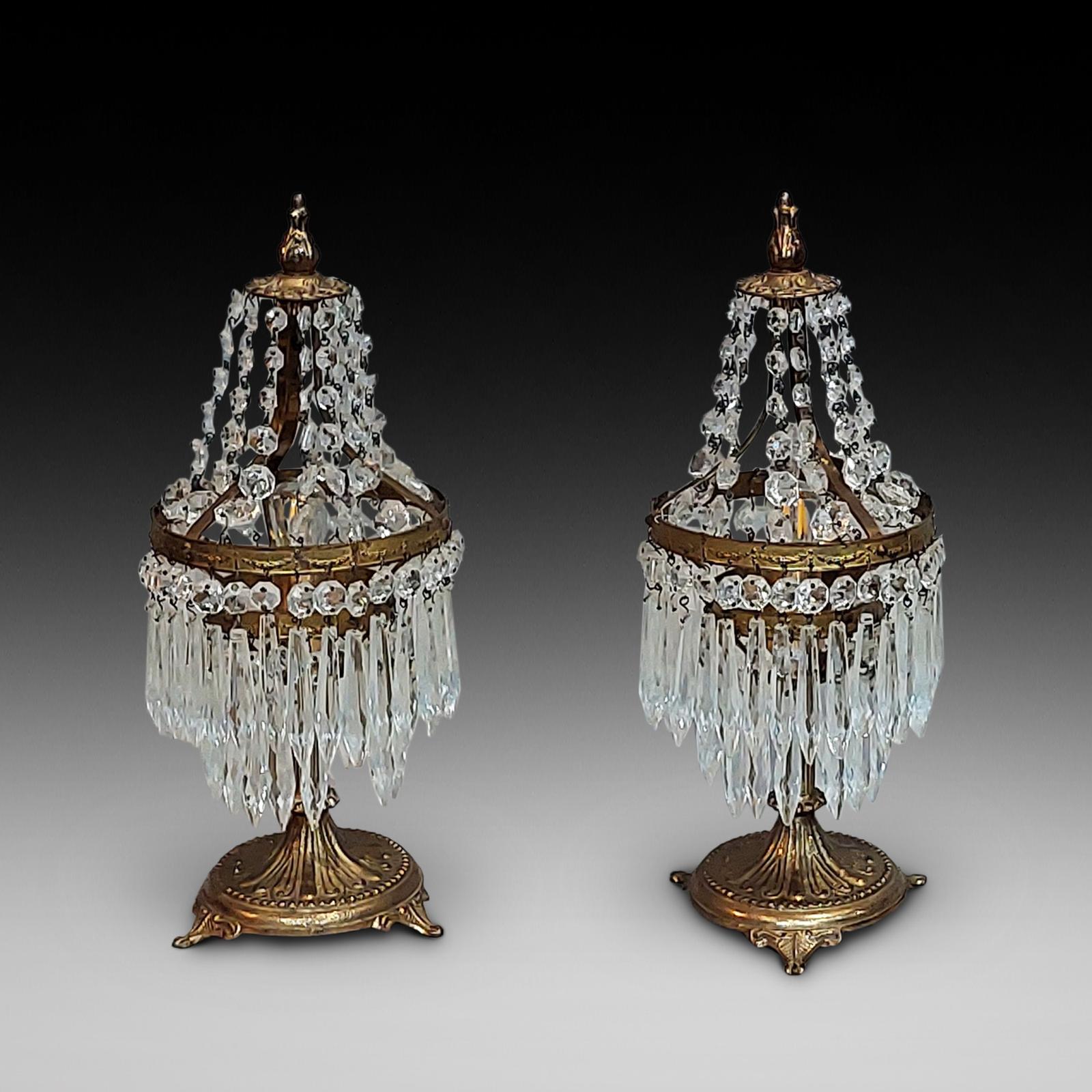 Pair of Early 20thc  French Style Crystal Drop Lustres (1 of 9)