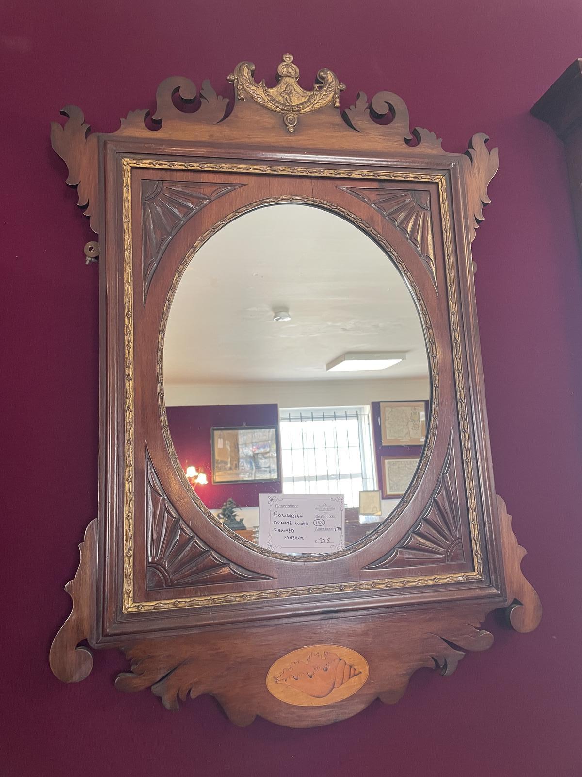 Edwardian Wood Framed Mirror (1 of 8) Edwardian Wood Framed Mirror (1 of 8)