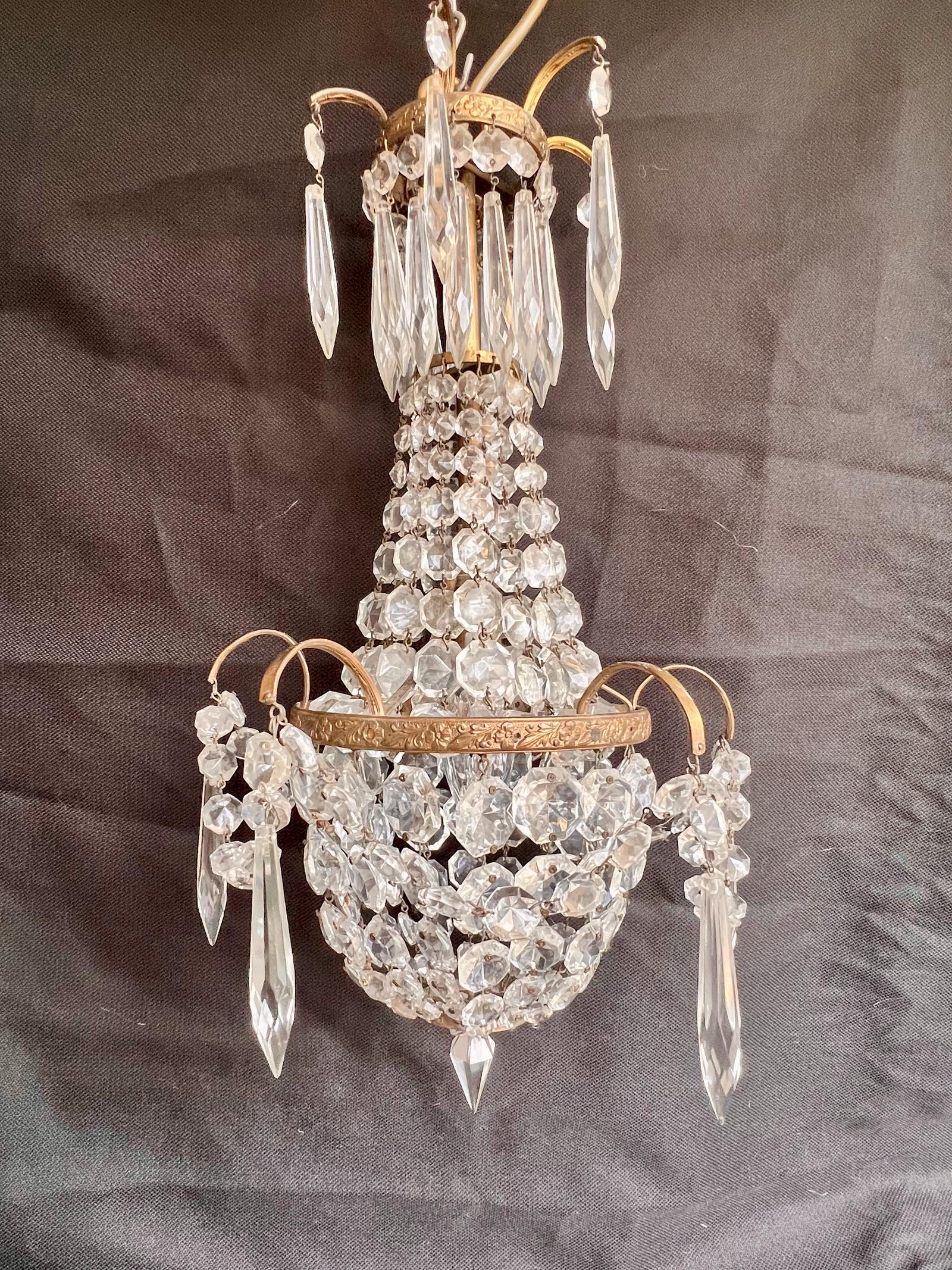 Set of Three One Light French Empire Antique Chandelier (1 of 8)