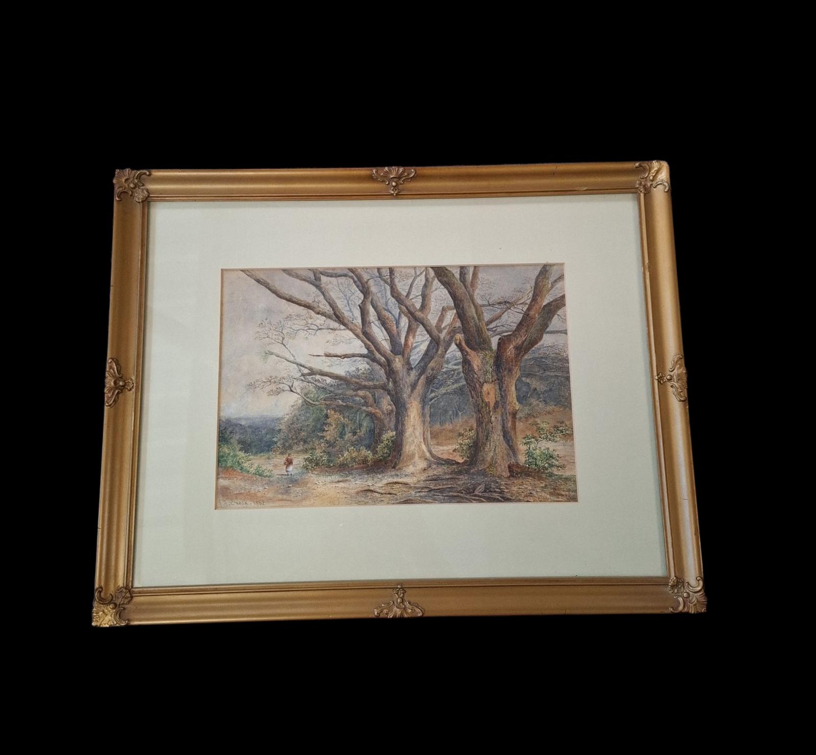 1882 Framed Watercolour Picture by Arthur Henry Enock (1 of 2)