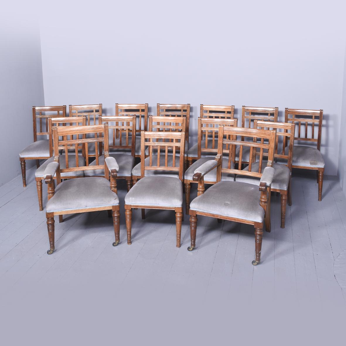 Large Set of 15 Walnut Dining Chairs (1 of 10)