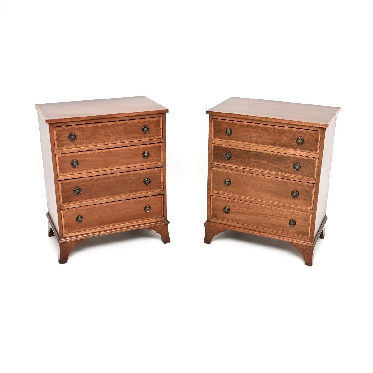 Pair of Georgian Style Inlaid Mahogany Chests of Drawers (1 of 11) Pair of Georgian Style Inlaid Mahogany Chests of Drawers (1 of 11)