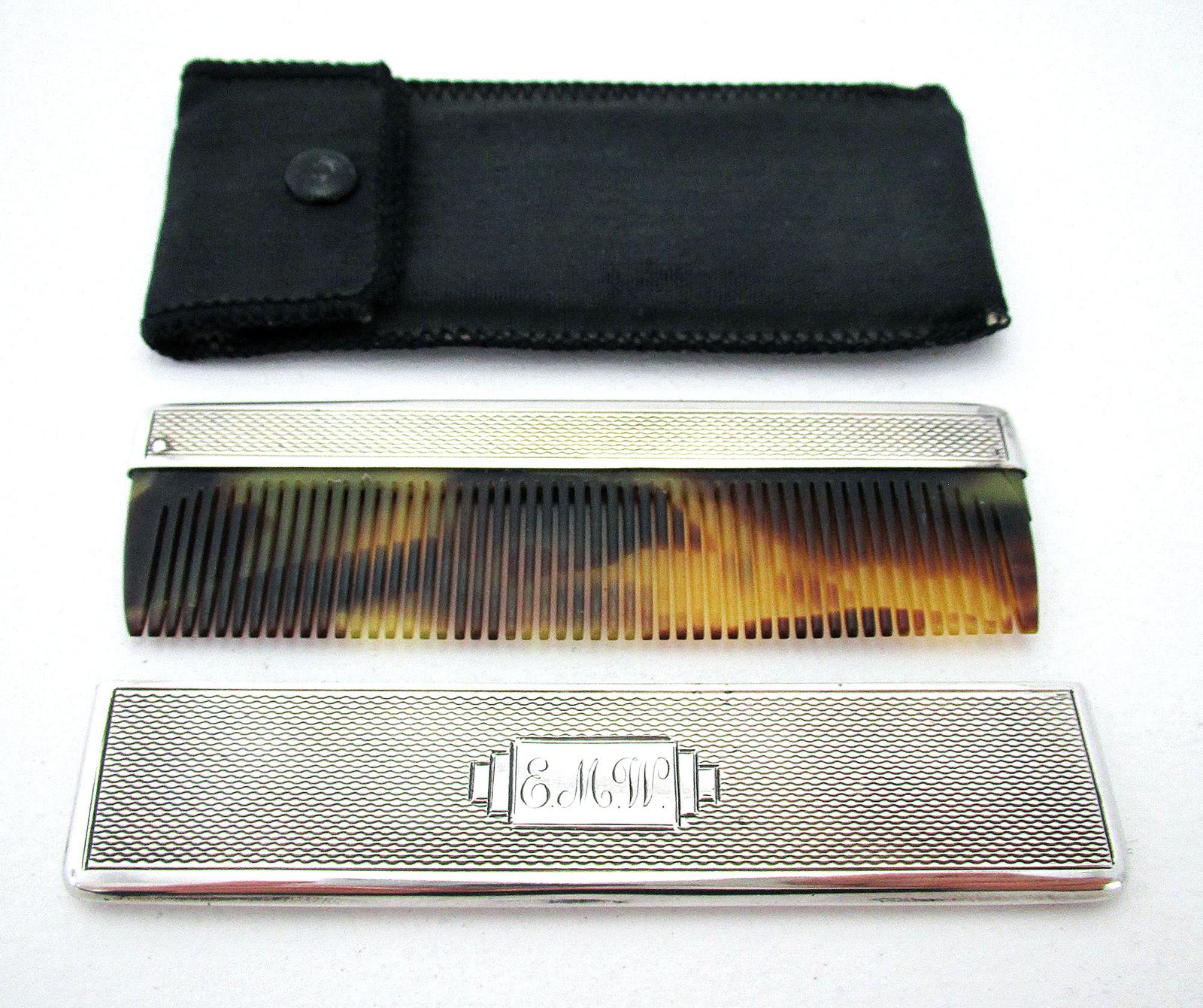 Fine Art Deco Solid Sterling Silver Shirt Pocket Mounted Cased Traveling Hair Mustache Comb 1937 (1 of 8) Fine Art Deco Solid Sterling Silver Shirt Pocket Mounted Cased Traveling Hair Mustache Comb 1937 (1 of 8)