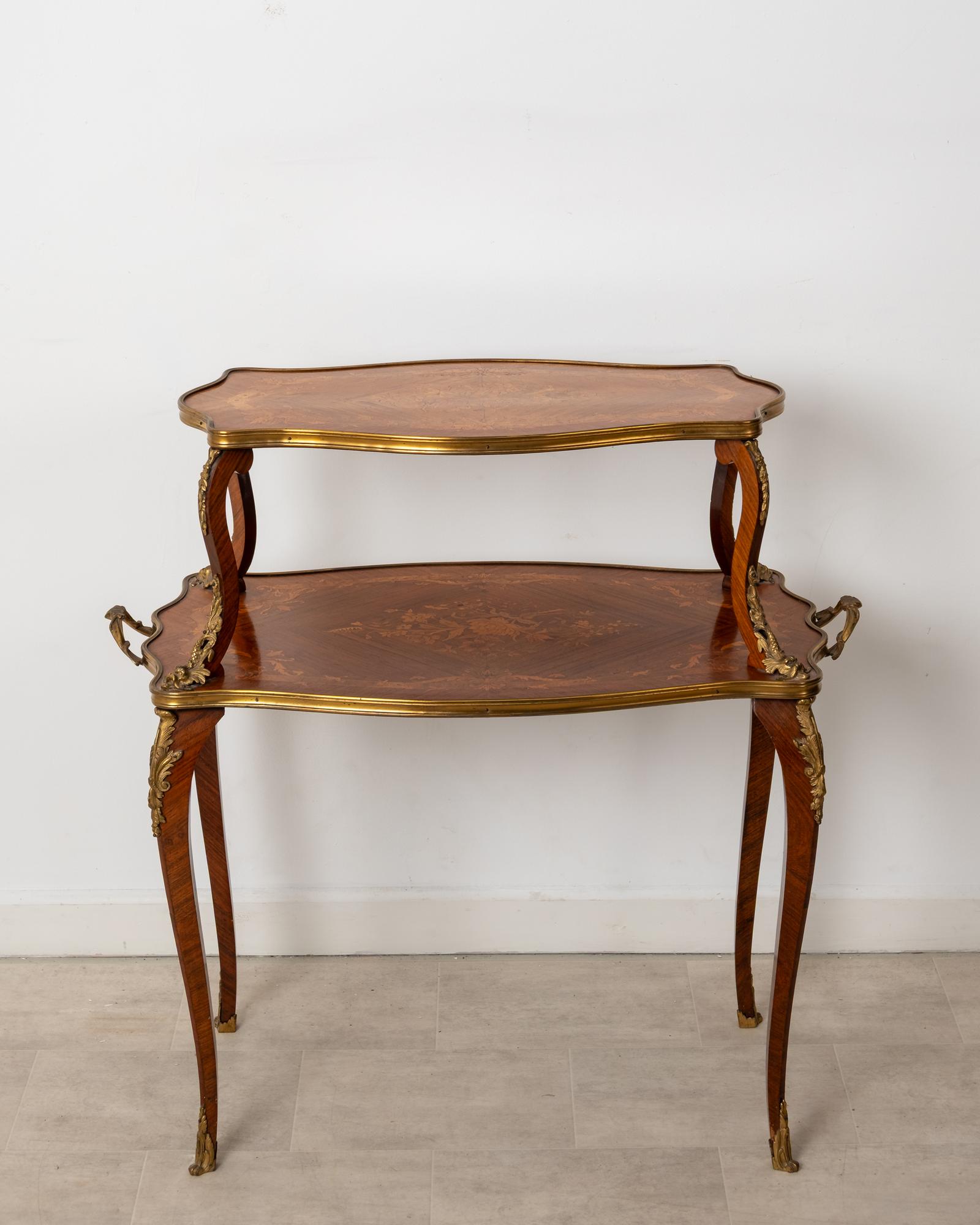 Antique French Louis XV Style Kingwood Marquetry Two-tier Étagère c.1900 (1 of 8) Antique French Louis XV Style Kingwood Marquetry Two-tier Étagère c.1900 (1 of 8)