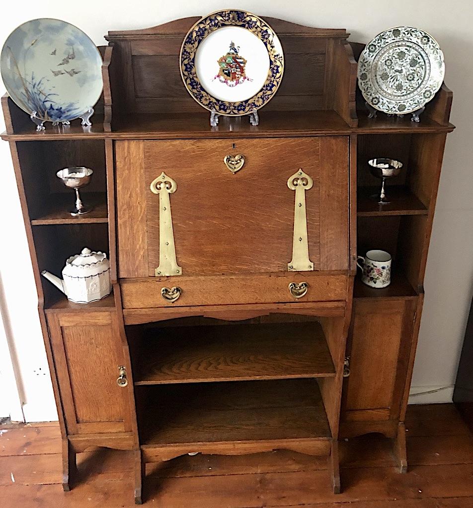 Arts & Crafts Quartered Oak Bookcase Bureau 1900-1910 (1 of 6)