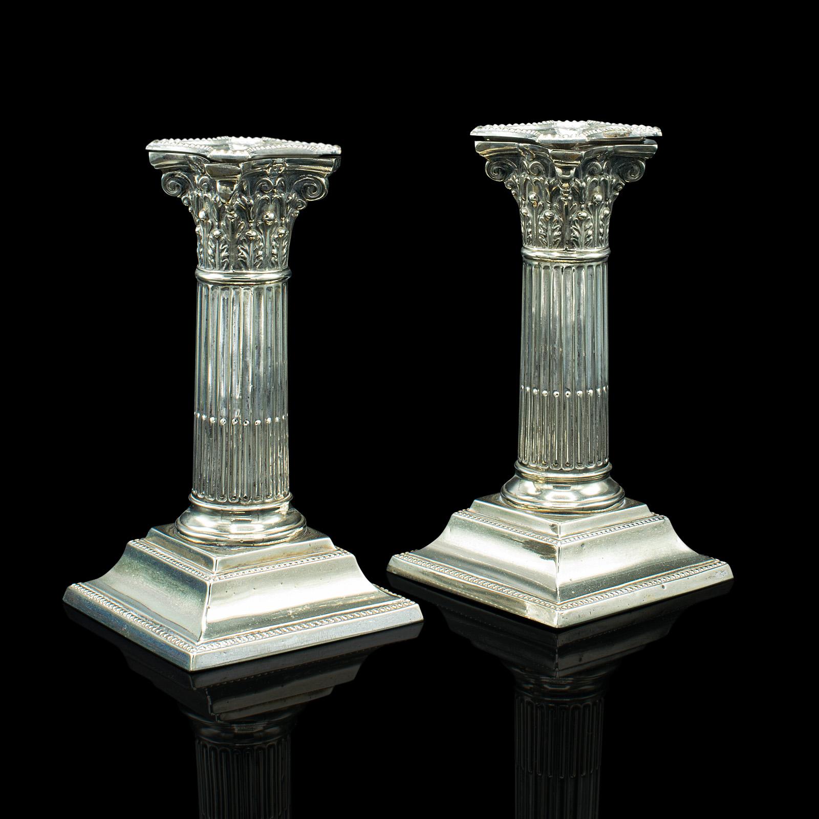 Pair of Antique Decorative Candlesticks, Italian, Silver Plate, Grand Tour c.1860 (1 of 8)