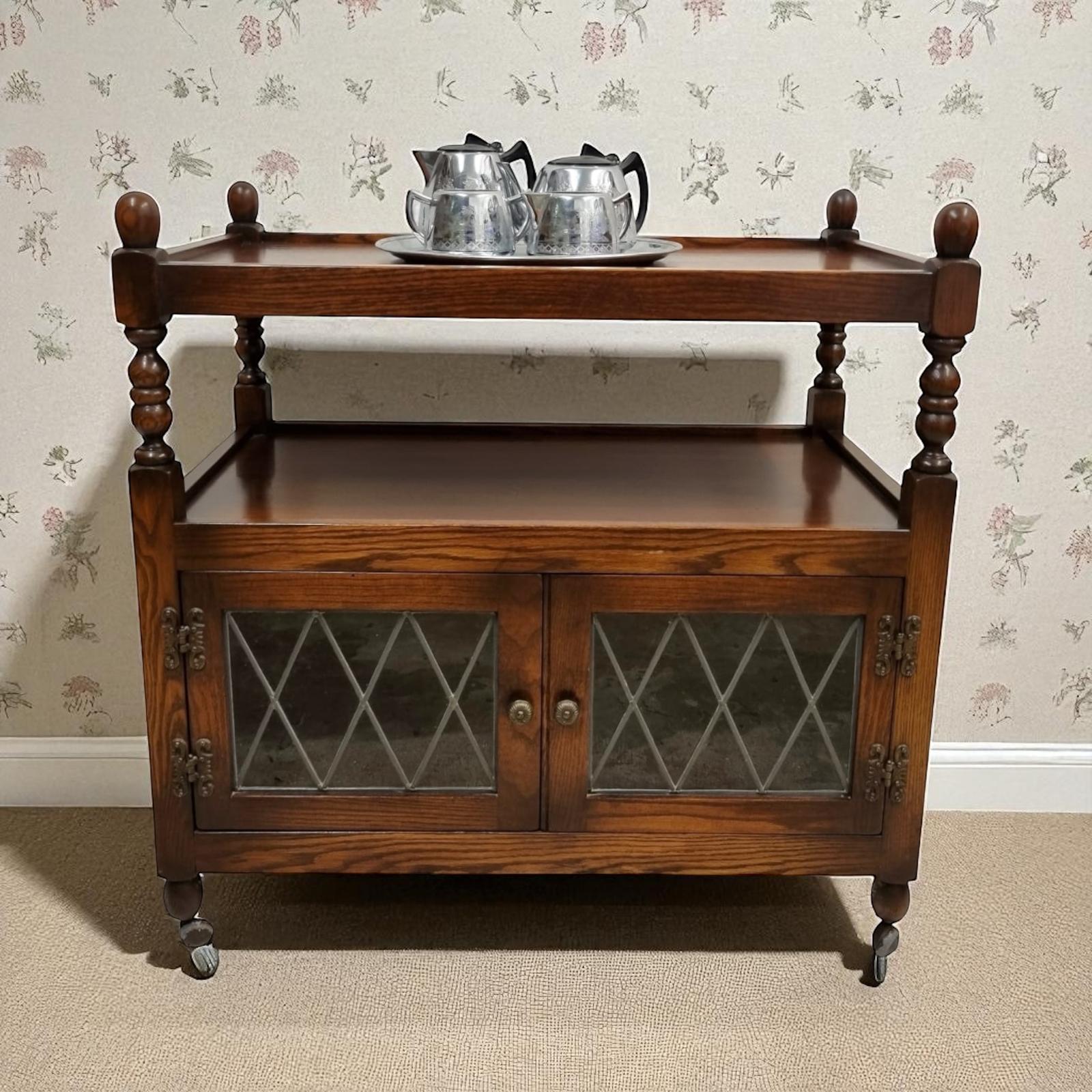 Vintage Old Charm Wood Bros / Tea Serving Trolley / Tudor Brown (1 of 10)