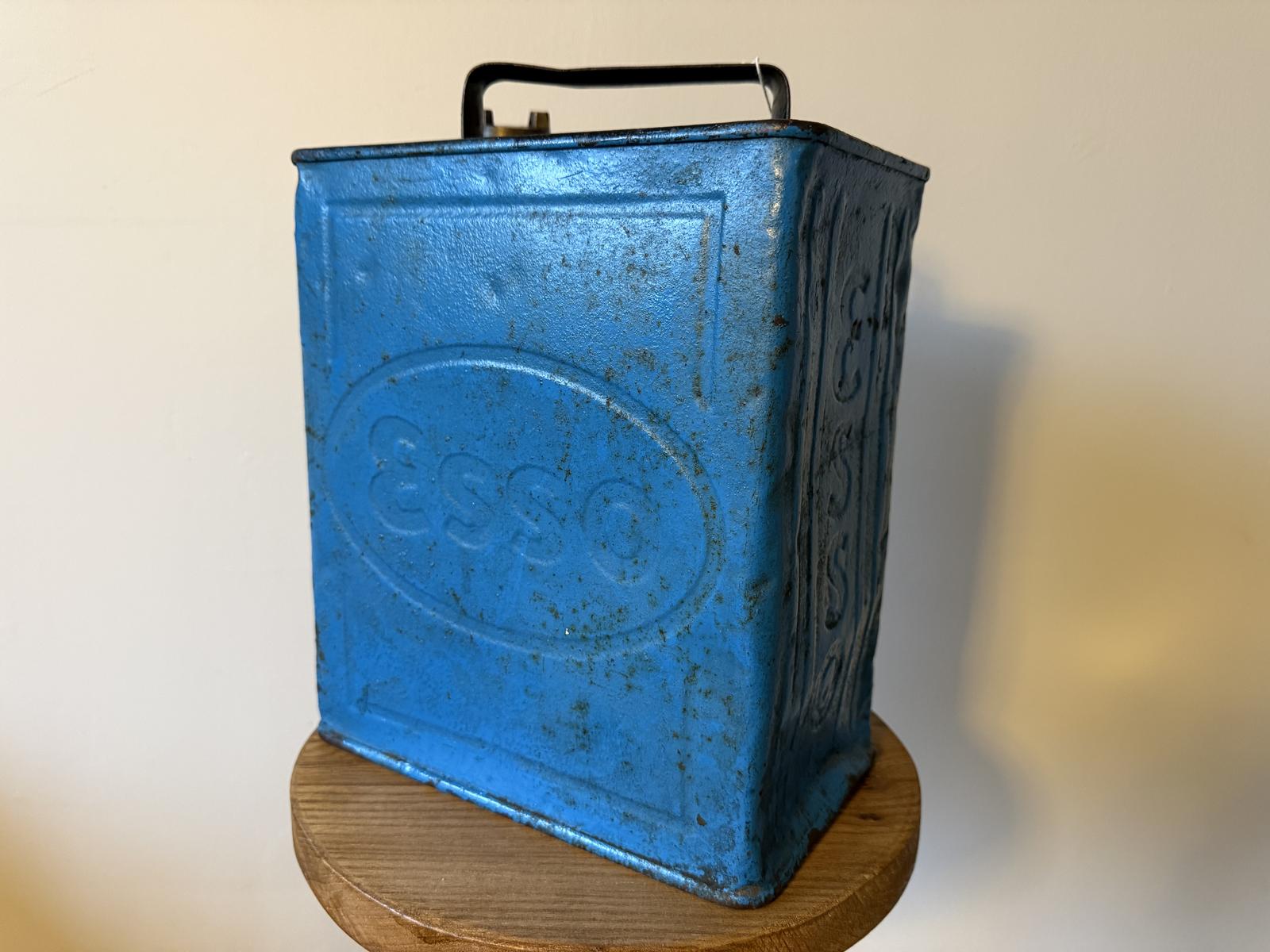 Vintage Automobilia Blue Esso Fuel Can, 1937 (1 of 5) Vintage Automobilia Blue Esso Fuel Can, 1937 (1 of 5)
