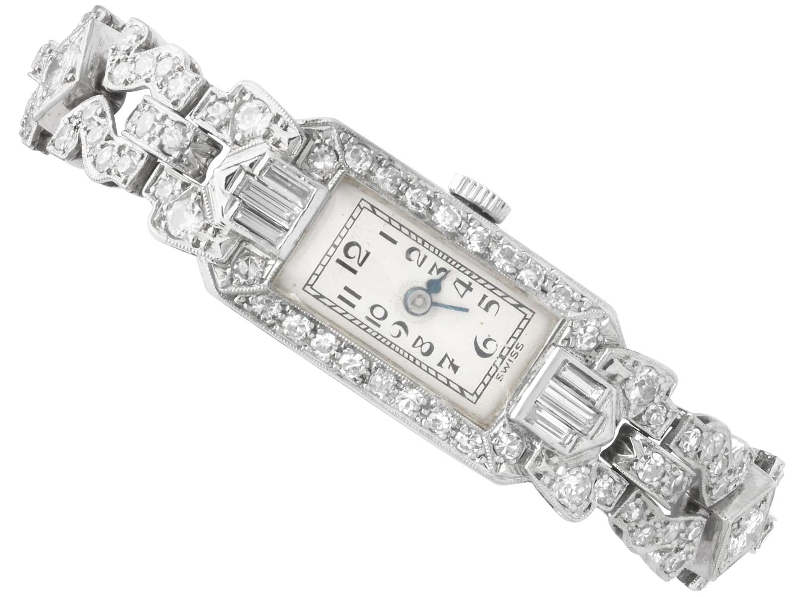 Antique Art Deco 3.45ct Diamond & Platinum Cocktail Watch c.1925 (1 of 14)