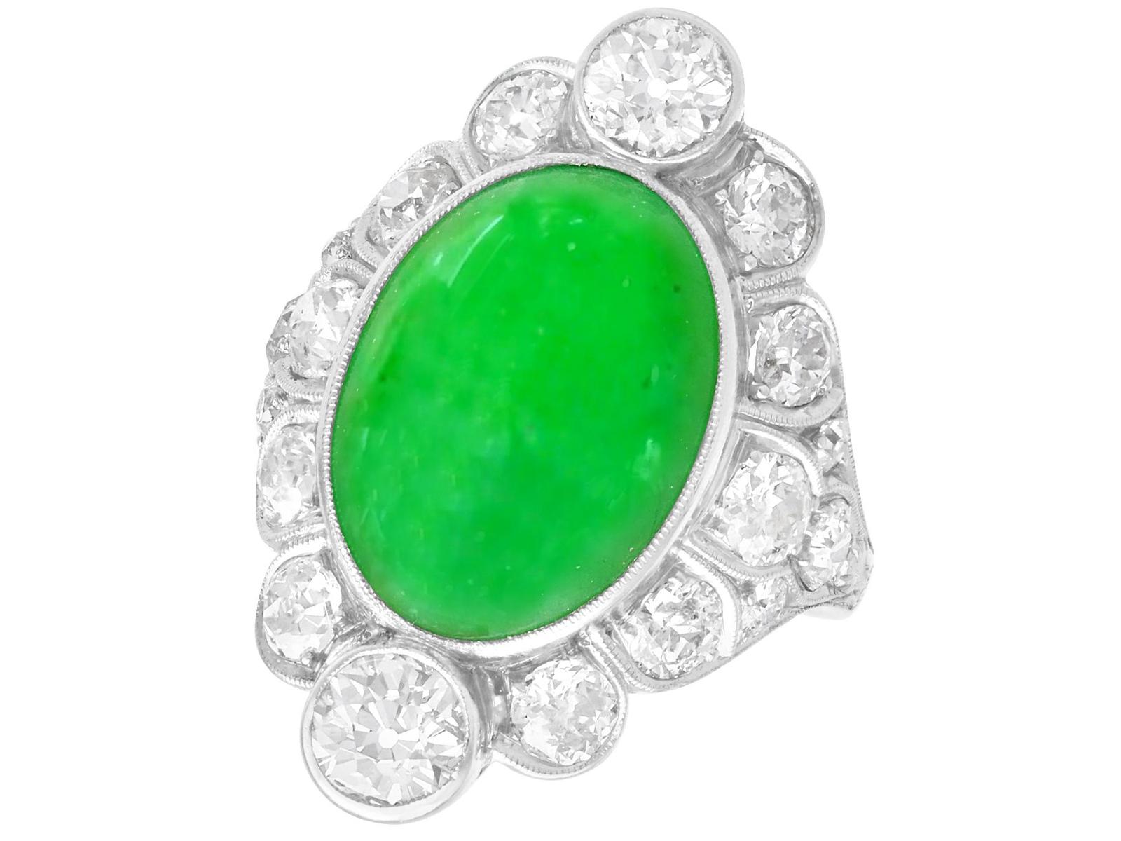 9.07ct Jadeite & 2.84ct Diamond, Platinum Dress Ring c.1925 (1 of 13)