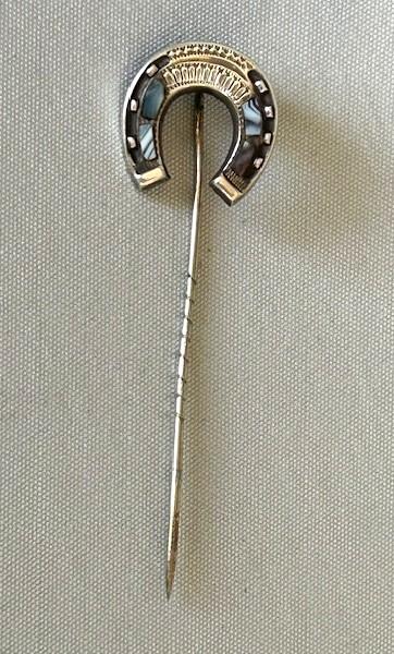 Victorian Silver & Agate Horse Shoe Stick Pin (1 of 4)
