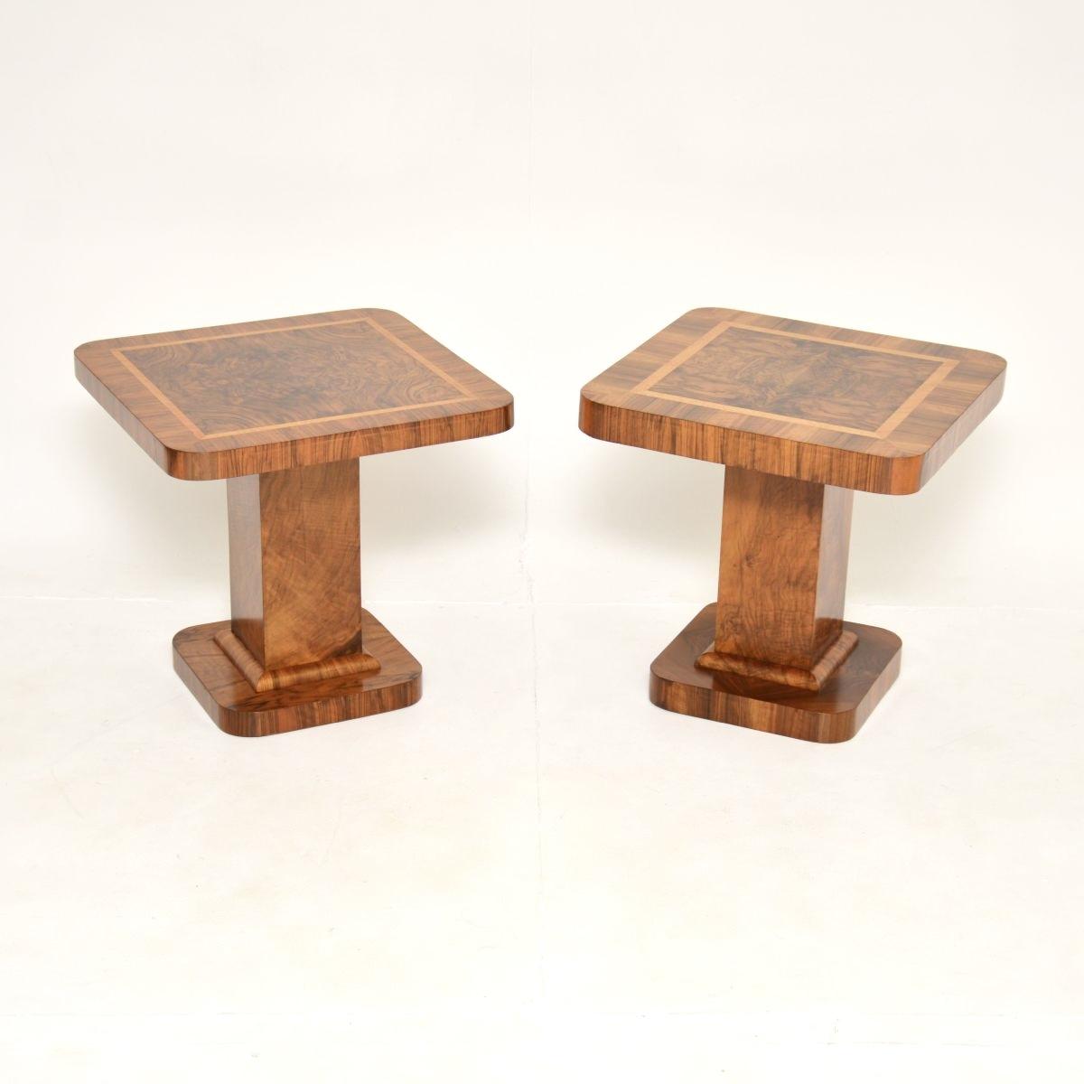 Pair of Inlaid Walnut Art Deco Side Tables (1 of 9) Pair of Inlaid Walnut Art Deco Side Tables (1 of 9)