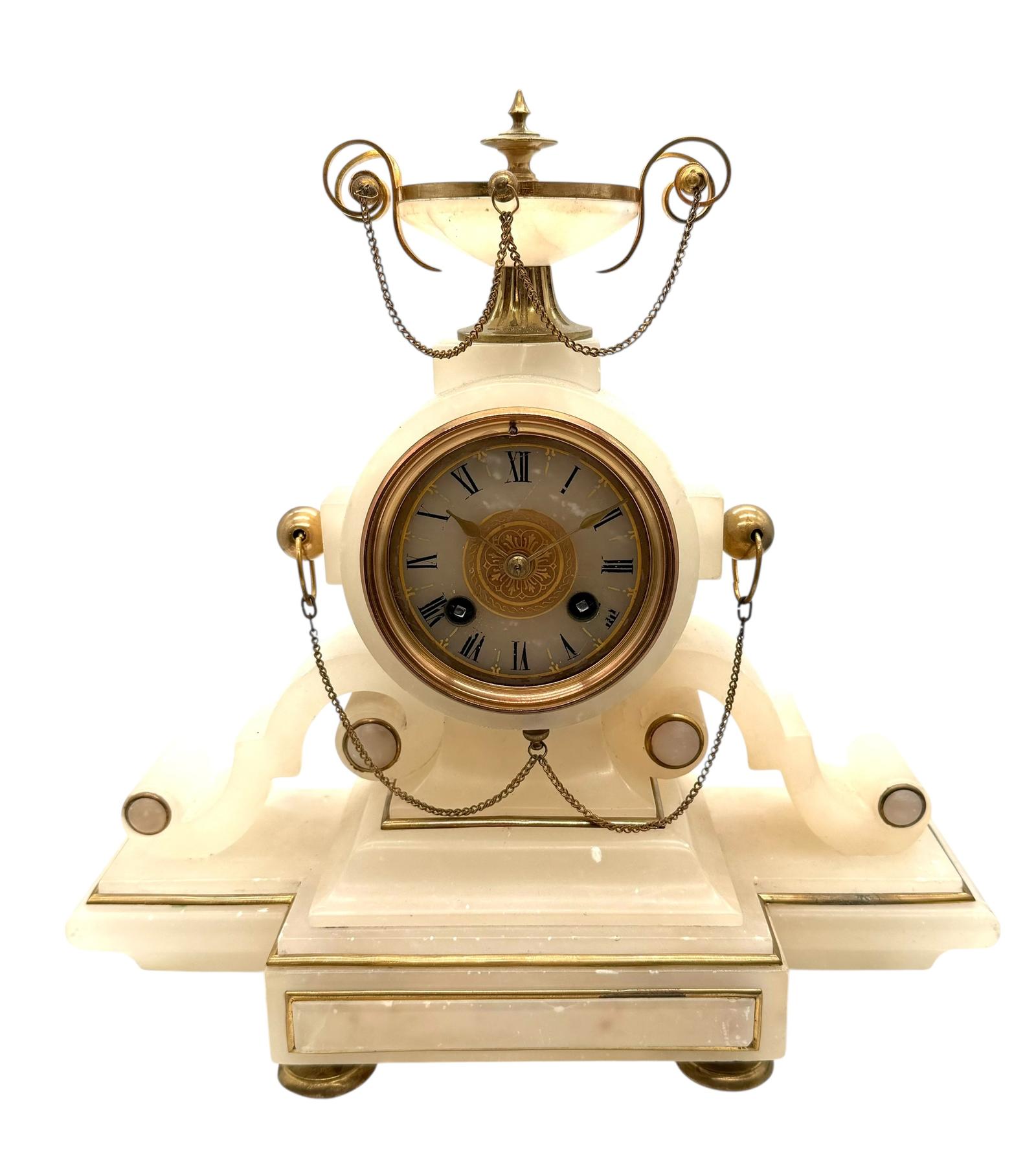 Victorian French Alabaster Mantel Clock 8-day Bell Striking Alabaster Mantle Clock (1 of 9) Victorian French Alabaster Mantel Clock 8-day Bell Striking Alabaster Mantle Clock (1 of 9)