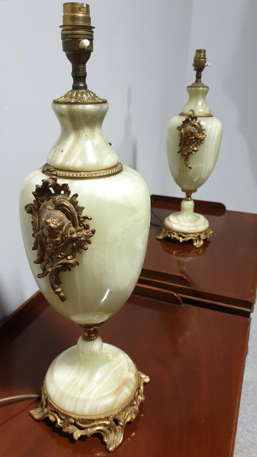 Wonderful Pair of Large Onyx & Ormolu Lamps (1 of 1)