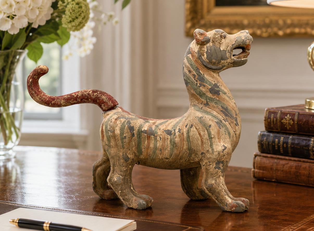 Ancient Chinese Han Dynasty Painted Pottery Tiger Mythical Beast Guardian Figure (1 of 21) Ancient Chinese Han Dynasty Painted Pottery Tiger Mythical Beast Guardian Figure (1 of 21)