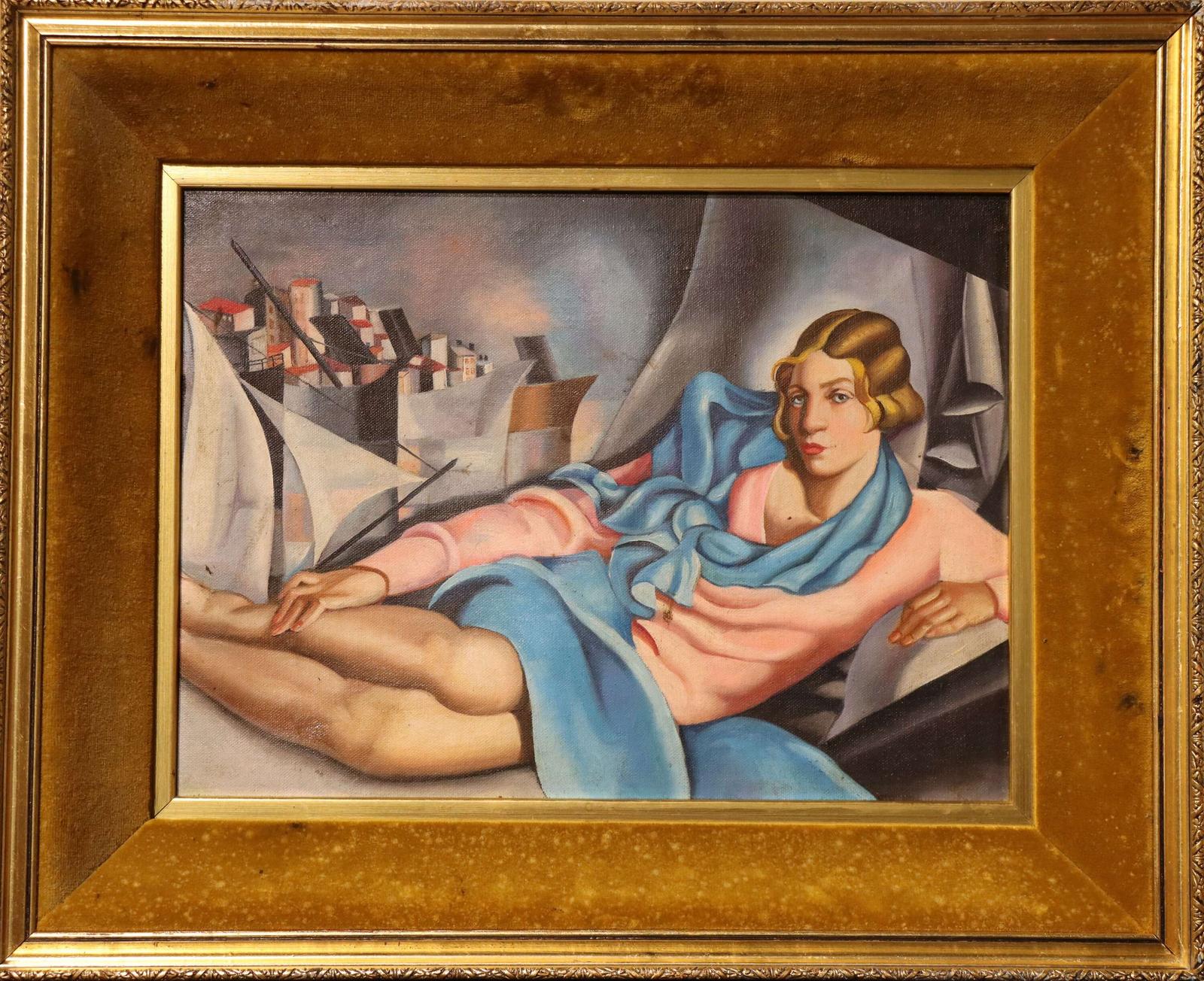 Art Deco Portrait of Arlette Doucan Oil on Canvas c.1930 (1 of 2) Art Deco Portrait of Arlette Doucan Oil on Canvas c.1930 (1 of 2)