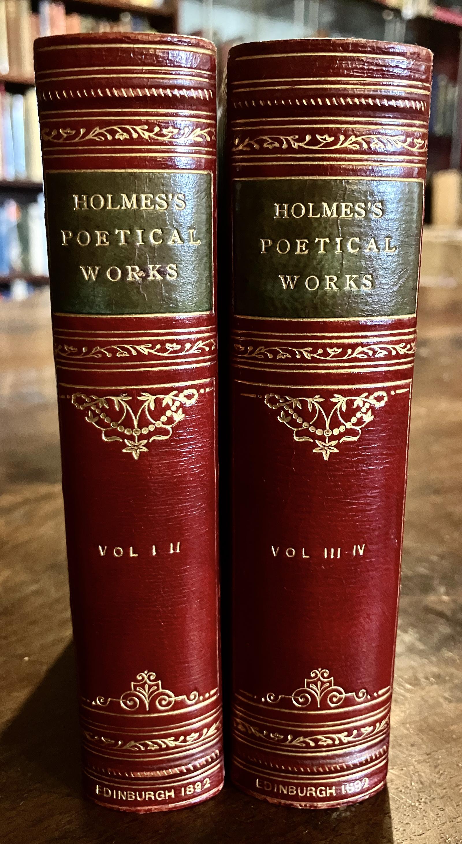 1892 Poetical Works of Oliver Wendell Holmes 4 X Volume Set Fine Leather Covers (1 of 4)
