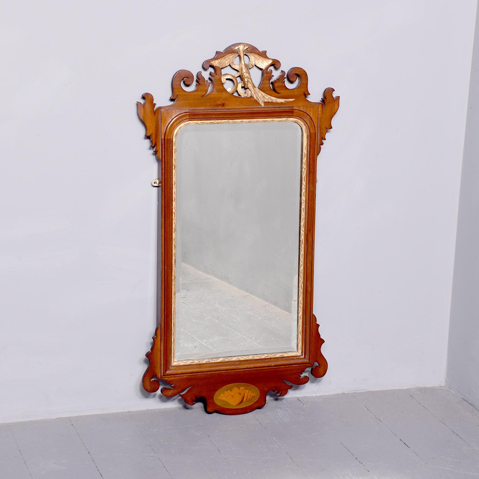 Chippendale-style Gilded Mahogany, Eagle-mounted, Beveled-edge Wall Mirror (1 of 6)