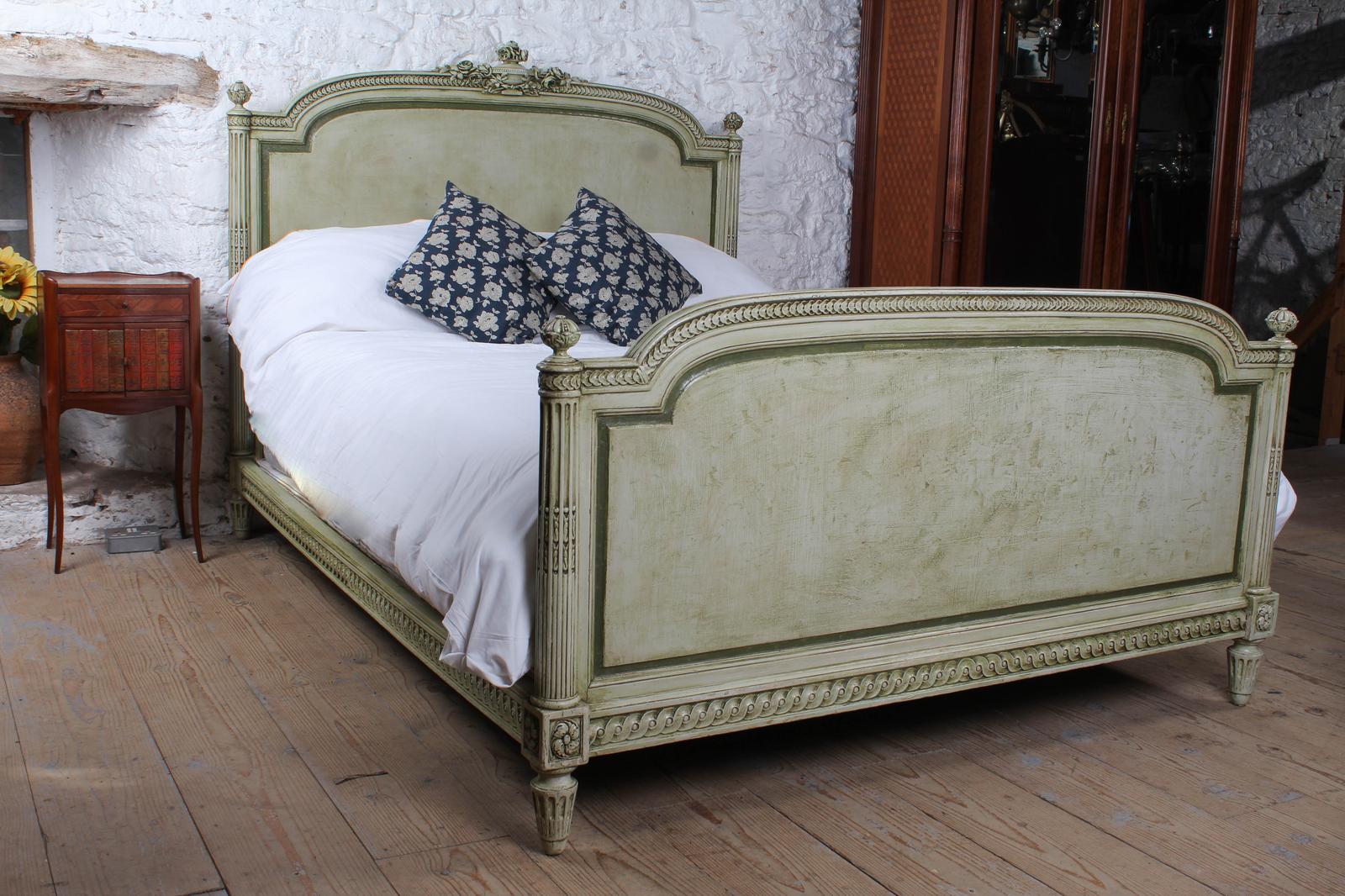 Stunning Carved Painted Kingsize French Bed (1 of 9)